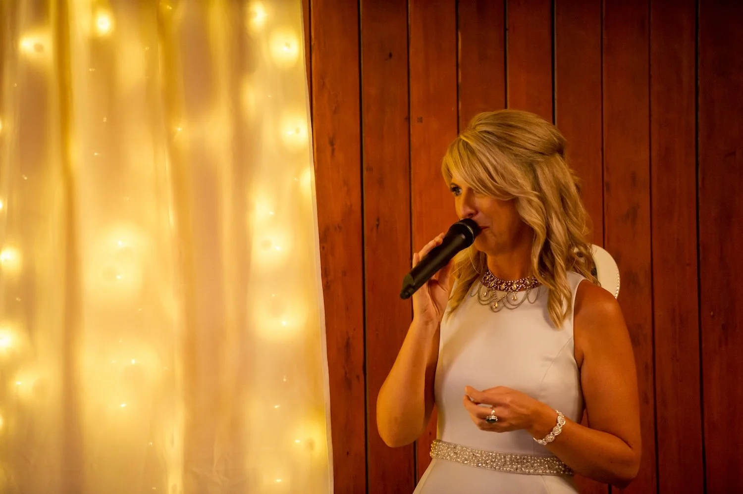 Amber Clements speaking in microphone