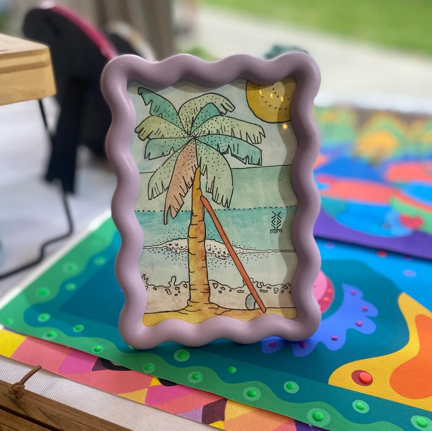 New little piece 🌴

A 4x6 inch framed watercolour inspired by surf life, salty air, and the beauty of slowing down.

Palm trees leaning with the wind, boards resting between sessions, time stretching gently like the tide.

This one is a reminder tha