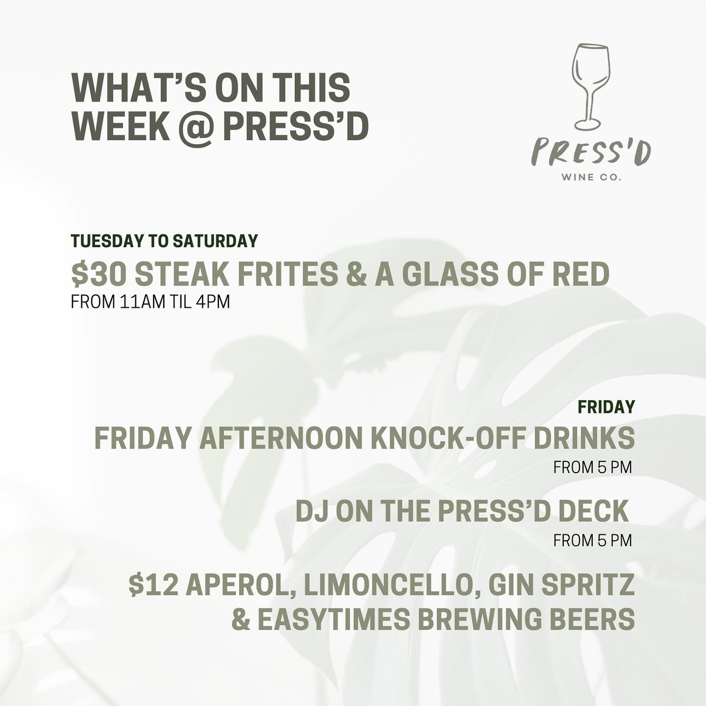 What&rsquo;s on this week at Press&rsquo;d Wine Co. Milton + SARAH MCLEOD Live &amp; Unplugged! Join us at Press&rsquo;d Wine Co. for an unforgettable evening with the amazing Sarah Mcleod, formerly part of the 3-time Aria award-winning band, &lsquo;