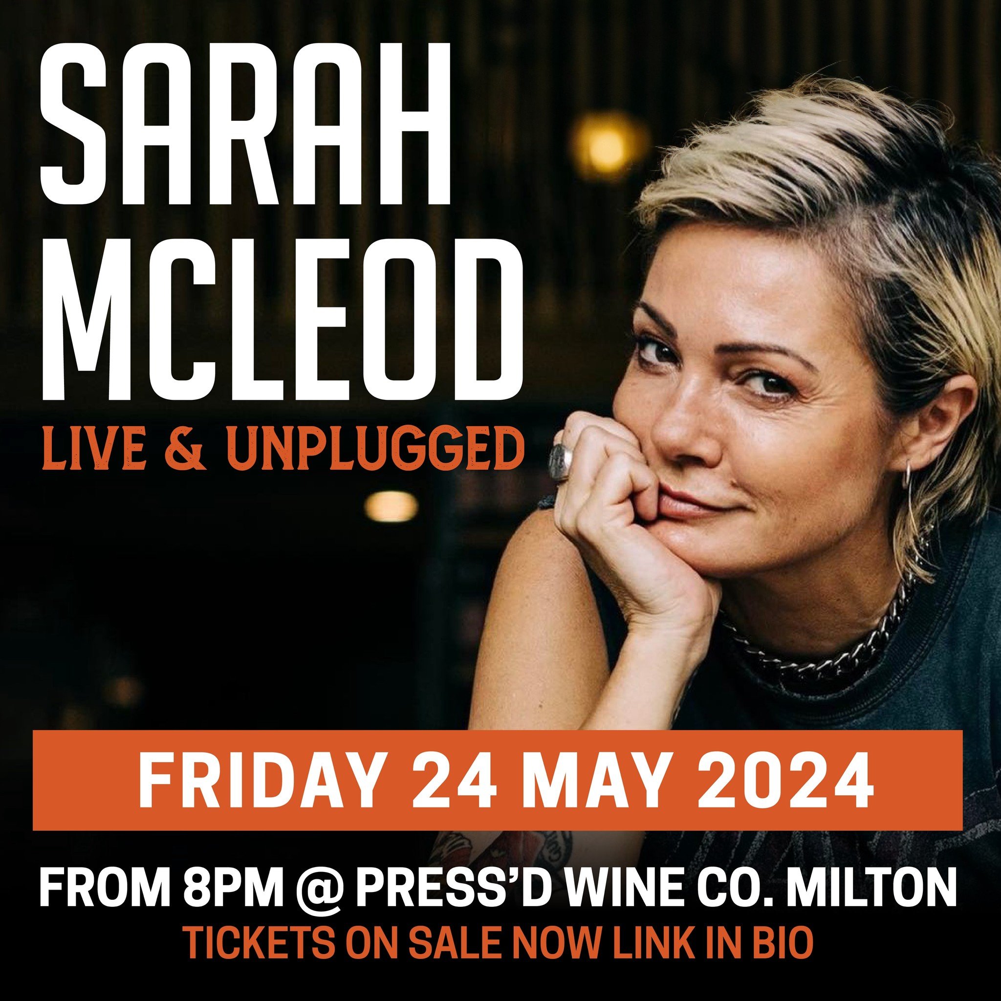 Join us at Press&rsquo;d Wine Co. for an unforgettable evening with the amazing Sarah Mcleod, formerly part of the 3-time Aria award-winning band, &lsquo;Superjesus&rsquo;, as she performs live and unplugged on the Press&rsquo;d deck. Indulge in Tomm