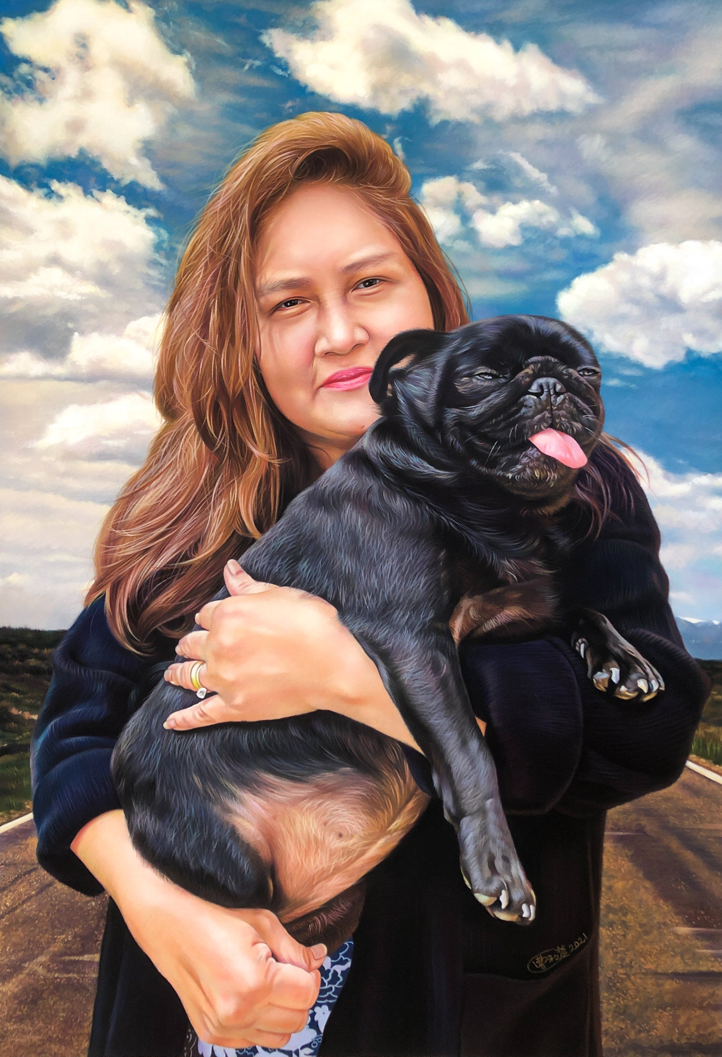 "Retta and Luna" - pastel on paper