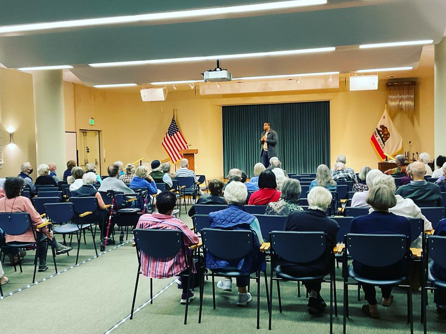 If you need a lesson on civic duties and citizenship, look no farther than the historic and awesome Channing House in Palo Alto. We had a huge crowd of our elders, all believing that our campaign gives them hope for their grandchildren -- especially 
