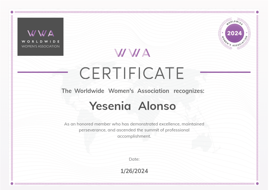 I am also a current member of the WWA (Wolrdwide Women's Association)