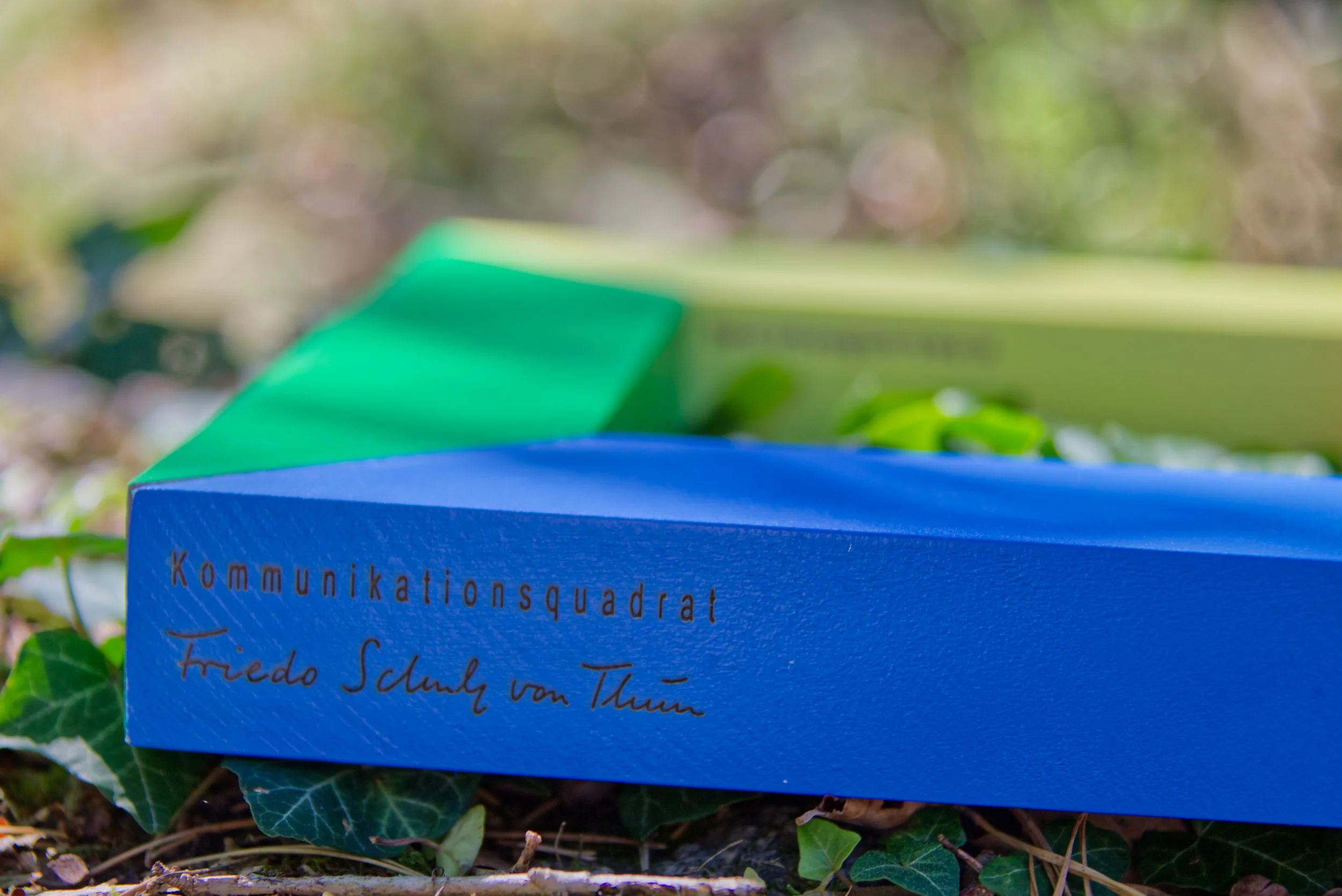Ein Kommunikationsquadrate mit der Unterschrift von Friedemann Schulz von Thun aus Holz.