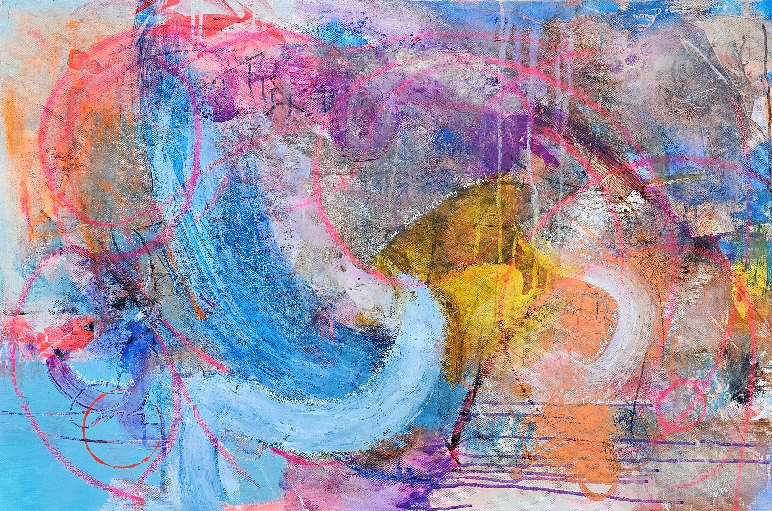 'In My Head I'm Dancing' - Mixed media painting