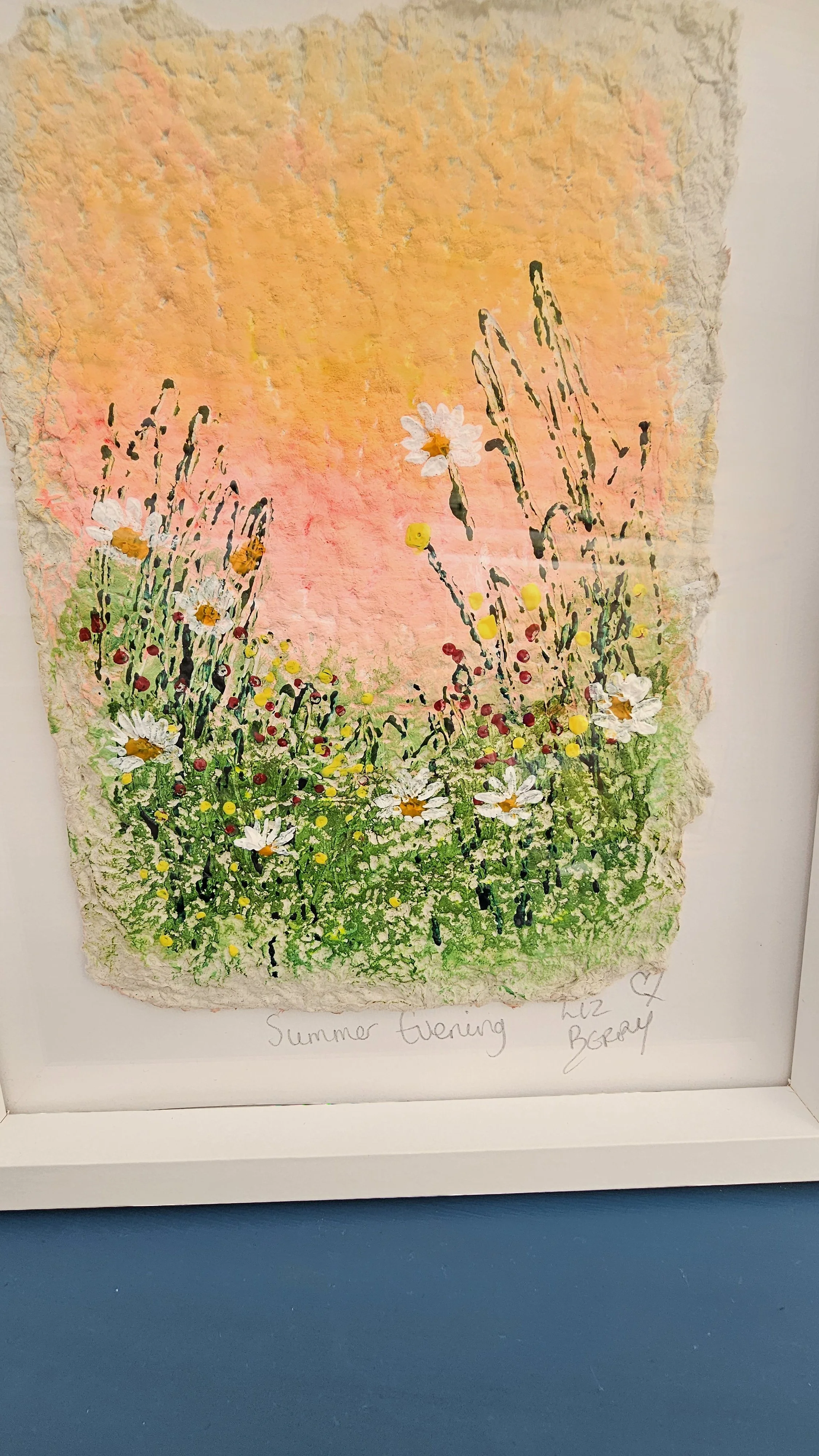 Original Painting on Handmade Paper 'Summer Evening'
