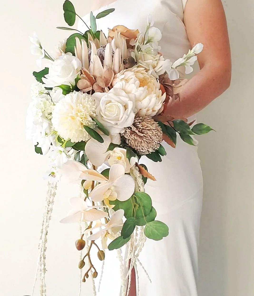 Artificial wedding flower bouquets.