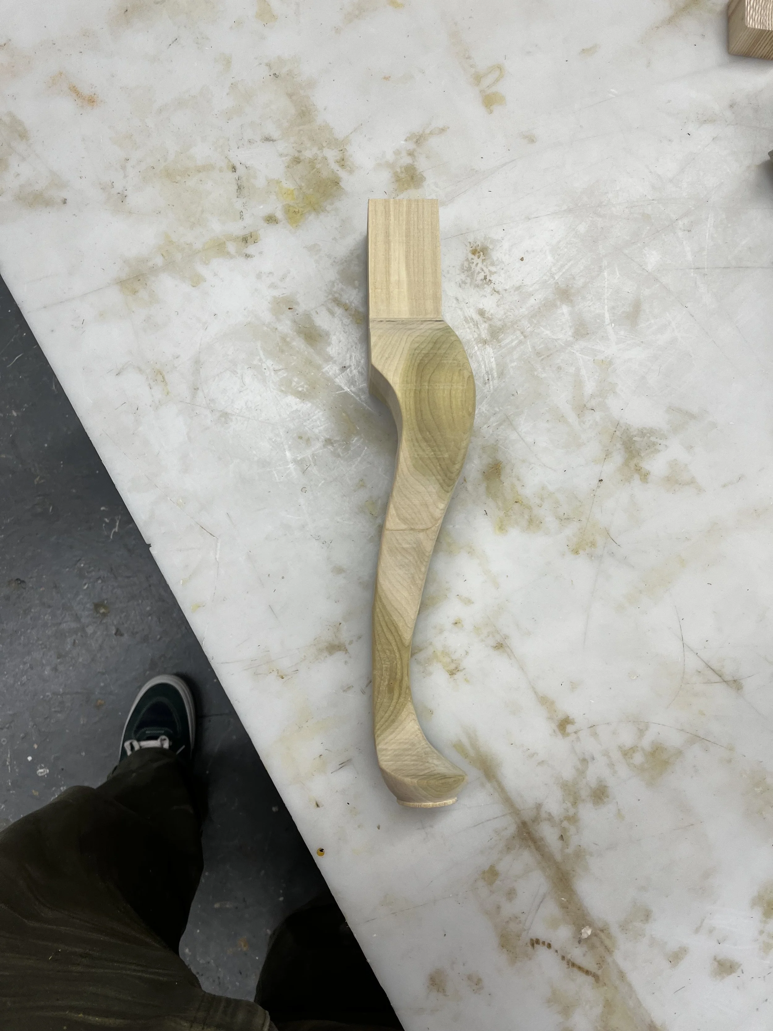 Turned and sculpted cabriole leg