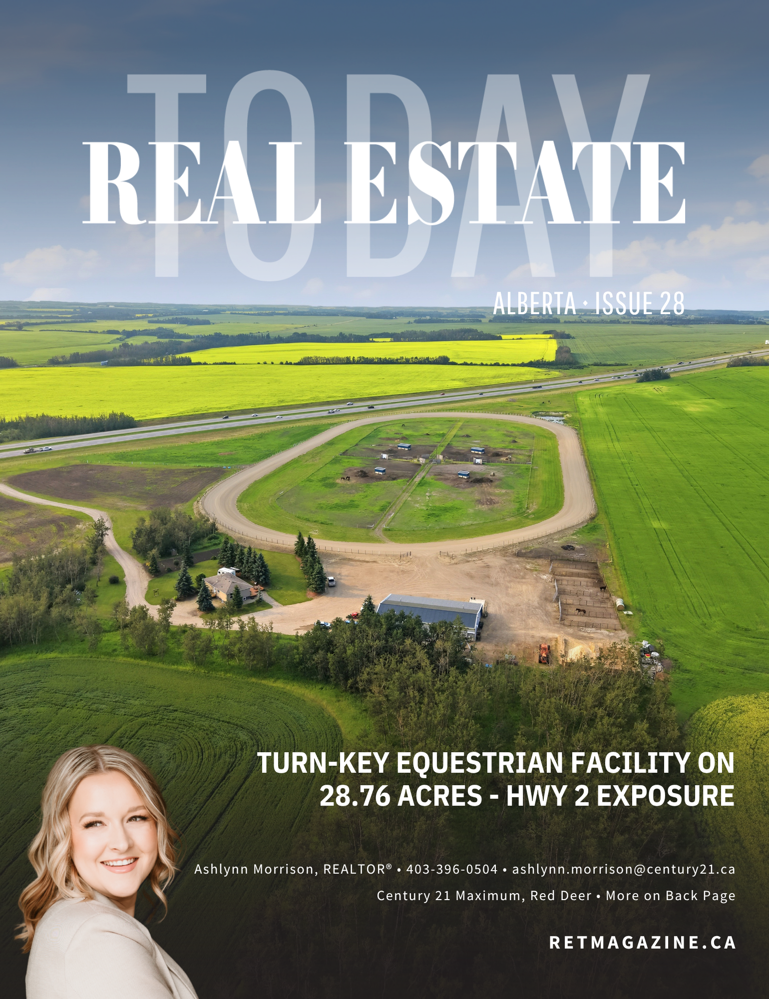 Real Estate Today magazine cover, Alberta edition. Live work & play in Central Albertaās Nature Based, Visionary Community - Sylvan Lake