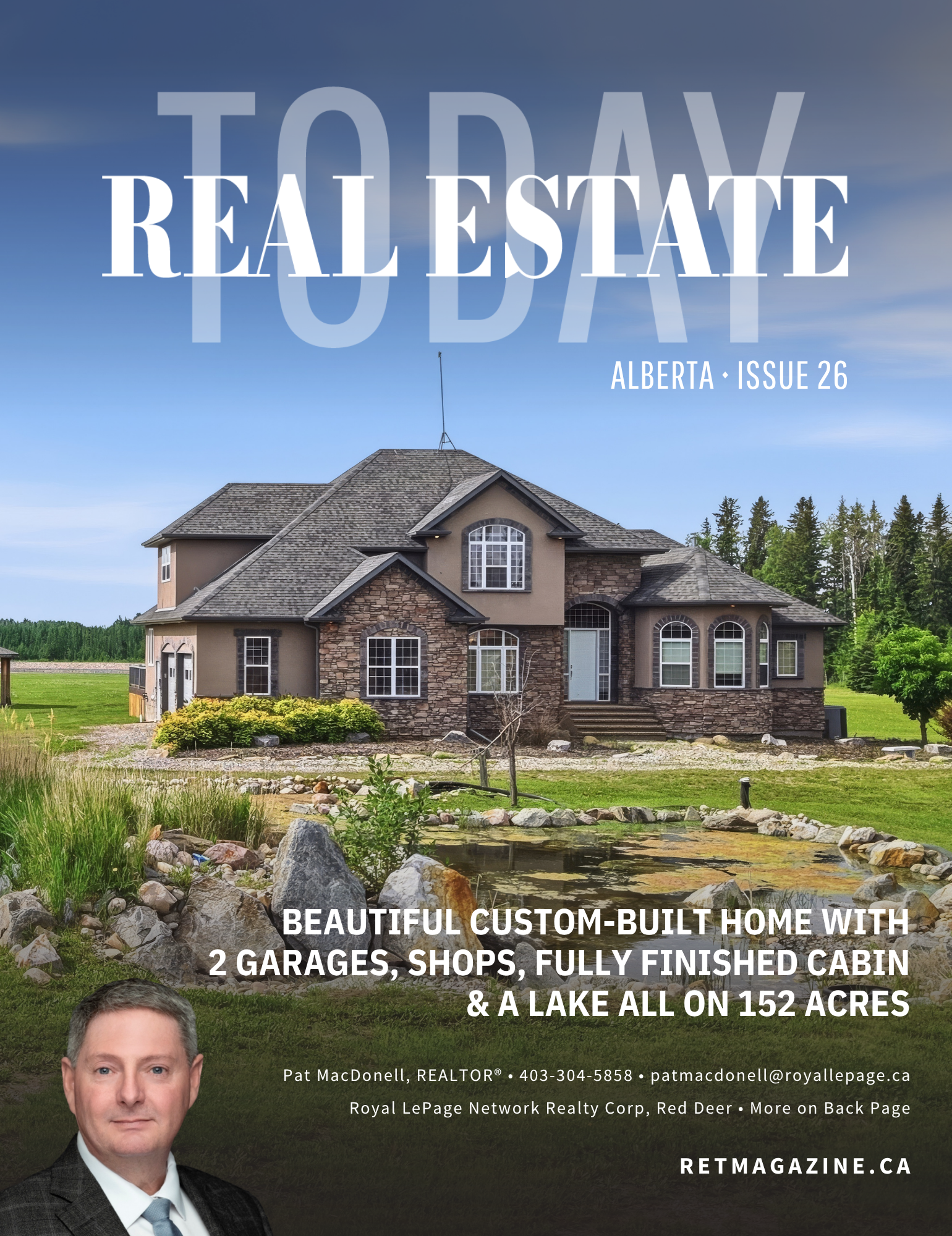 Real Estate Today magazine cover, Alberta edition. Live work & play in Central Alberta’s Nature Based, Visionary Community - Sylvan Lake