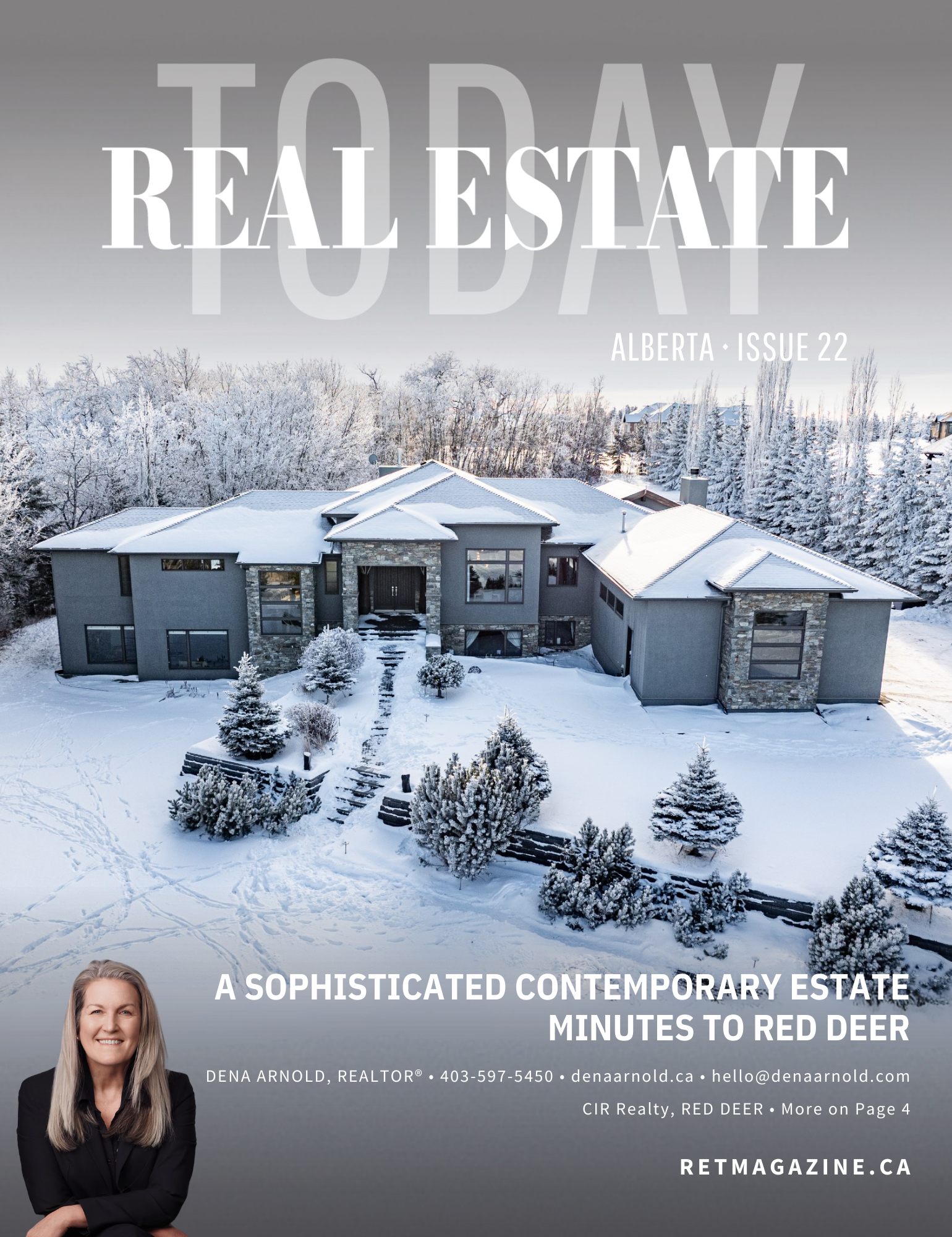 Real Estate Today magazine cover, Alberta edition. Live work & play in Central Alberta’s Nature Based, Visionary Community - Sylvan Lake