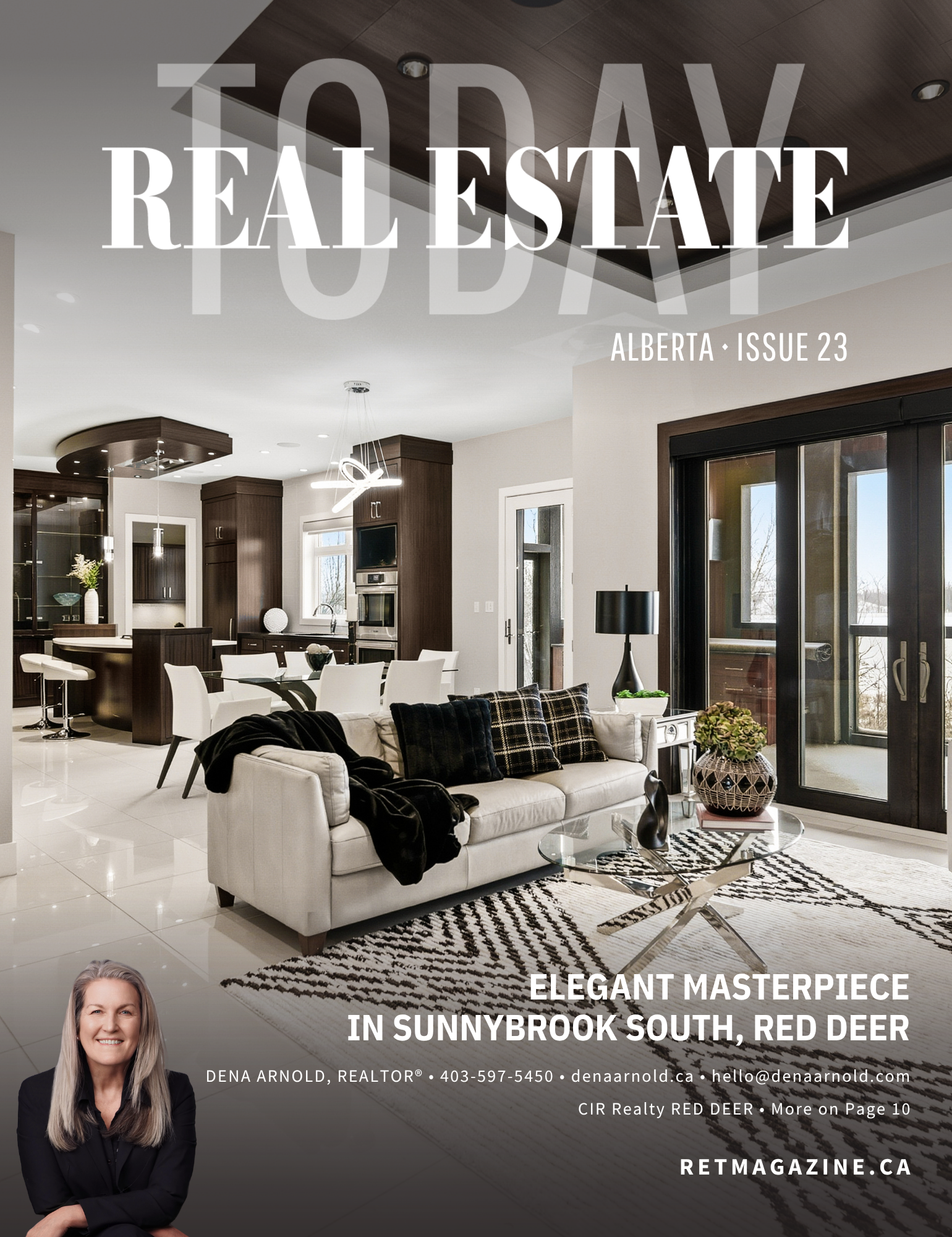 Real Estate Today magazine cover, Alberta edition. Live work & play in Central Alberta’s Nature Based, Visionary Community - Sylvan Lake