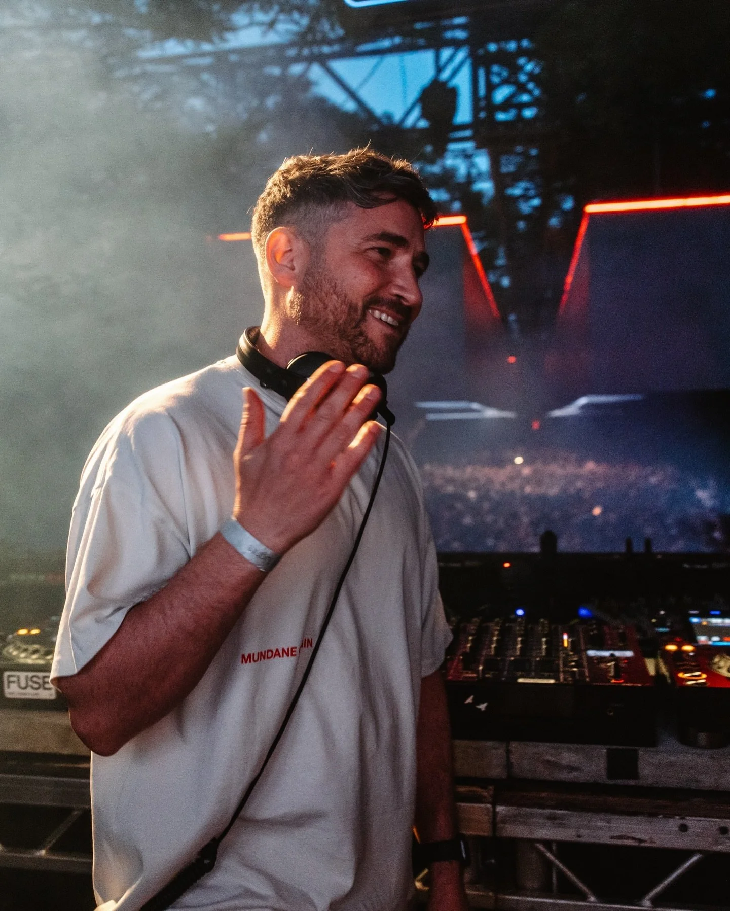 @enzosiragusa wears our Staircase T-Shirt at his @fuse.london Open Air show last weekend. 

Limited stock available now at mundaneorigin.com