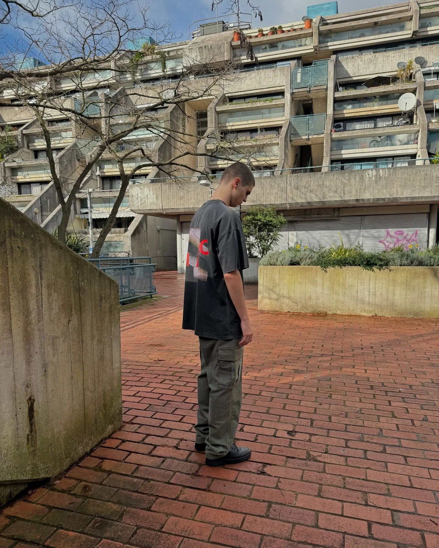 _
BTS. 
Garment: Staircase T-Shirt, Vintage Black
Model: @simonlarrezet 
Location: Alexandra &amp; Ainsworth Estate, London