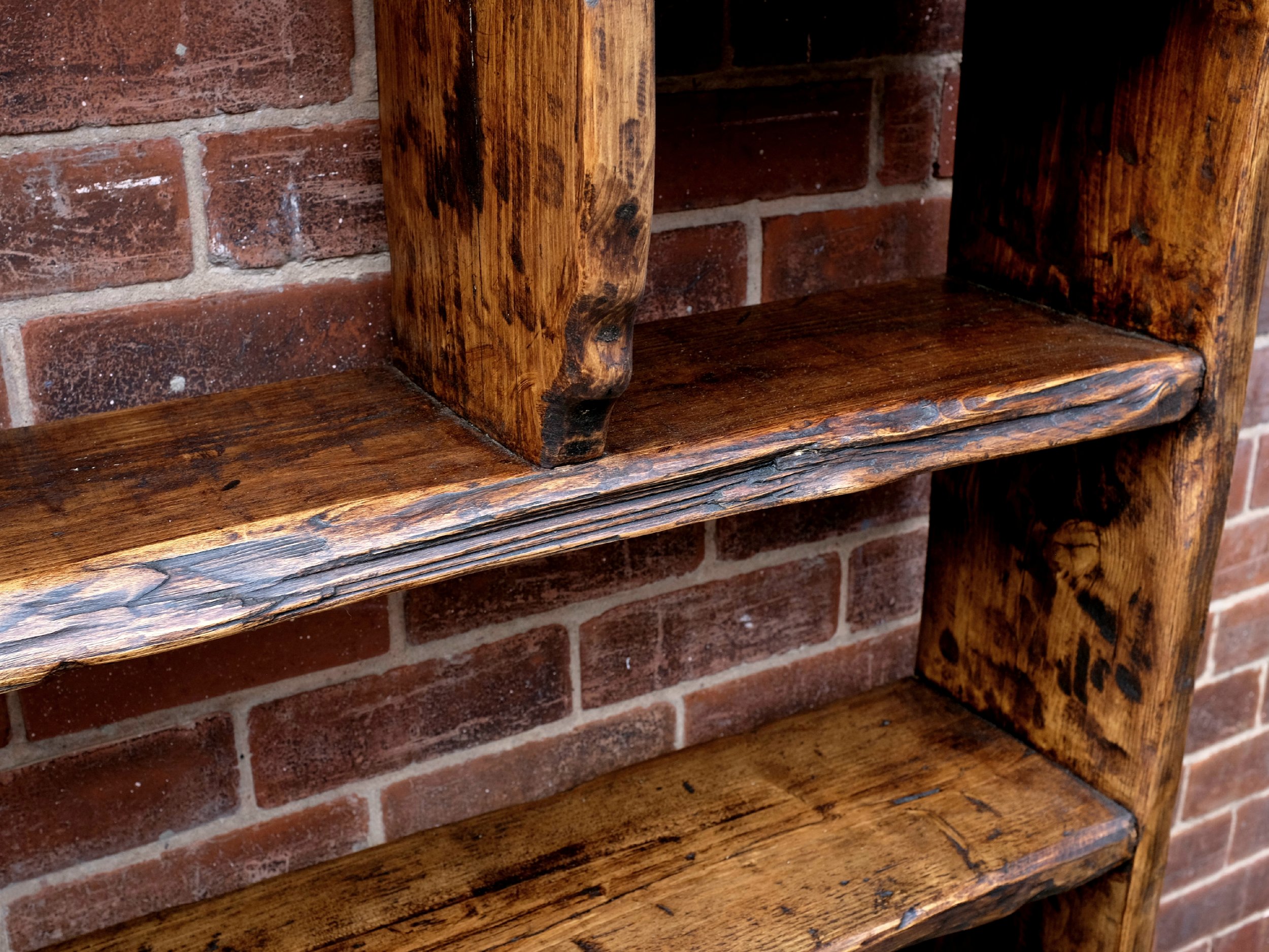 Close up of beautiful reclaimed wood bookcase
Brown-Reclaimed-Sheffield-
Handmade-Bespoke-Shelving-Unit