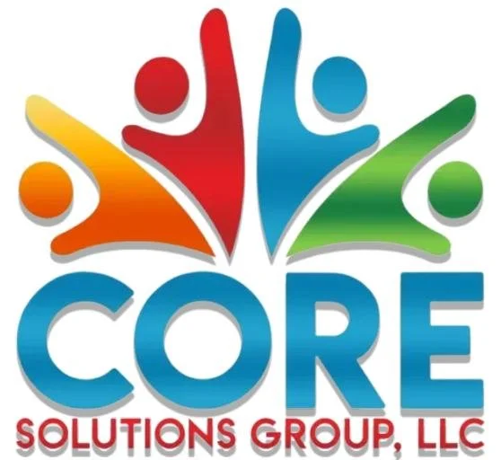 Colorful logo featuring abstract human figures in orange, red, blue, and green, with the words 'CORE Solutions Group, LLC' below.