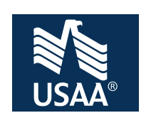 USAA logo featuring a stylized eagle and the text 'USAA'