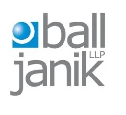 Logo with a blue and gray design reading 'ball janik LLP'.