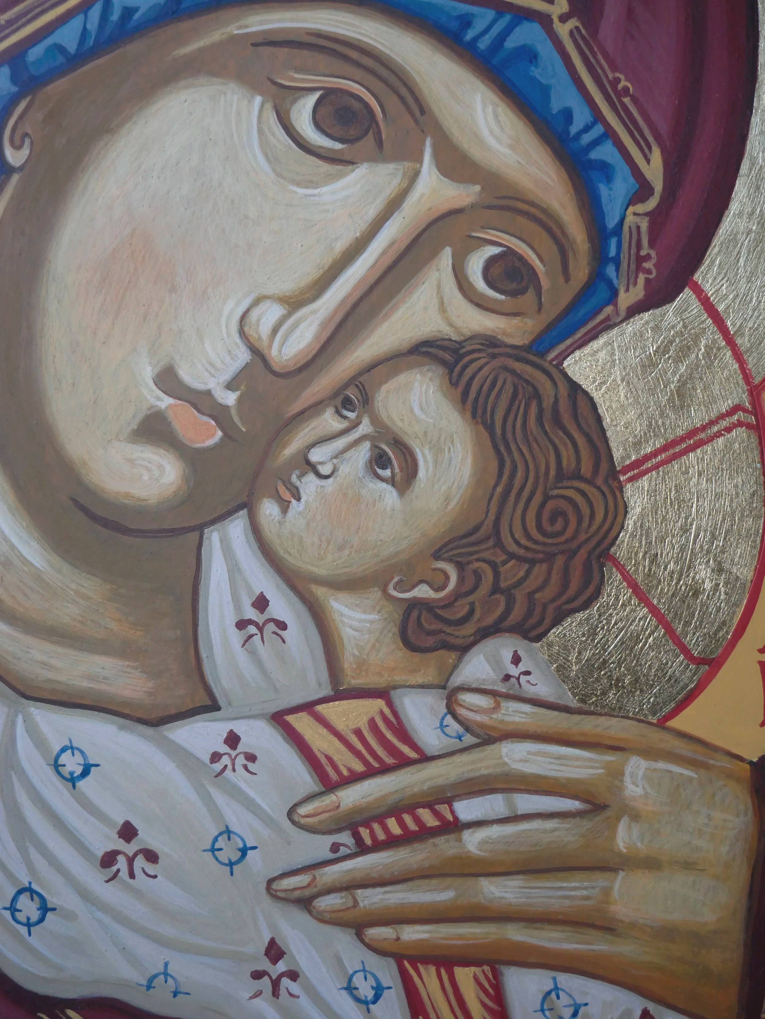 Our Lady of Eleusa, egg tempera on wood panel, 36 × 26 cm (14.2 × 10.2 in)