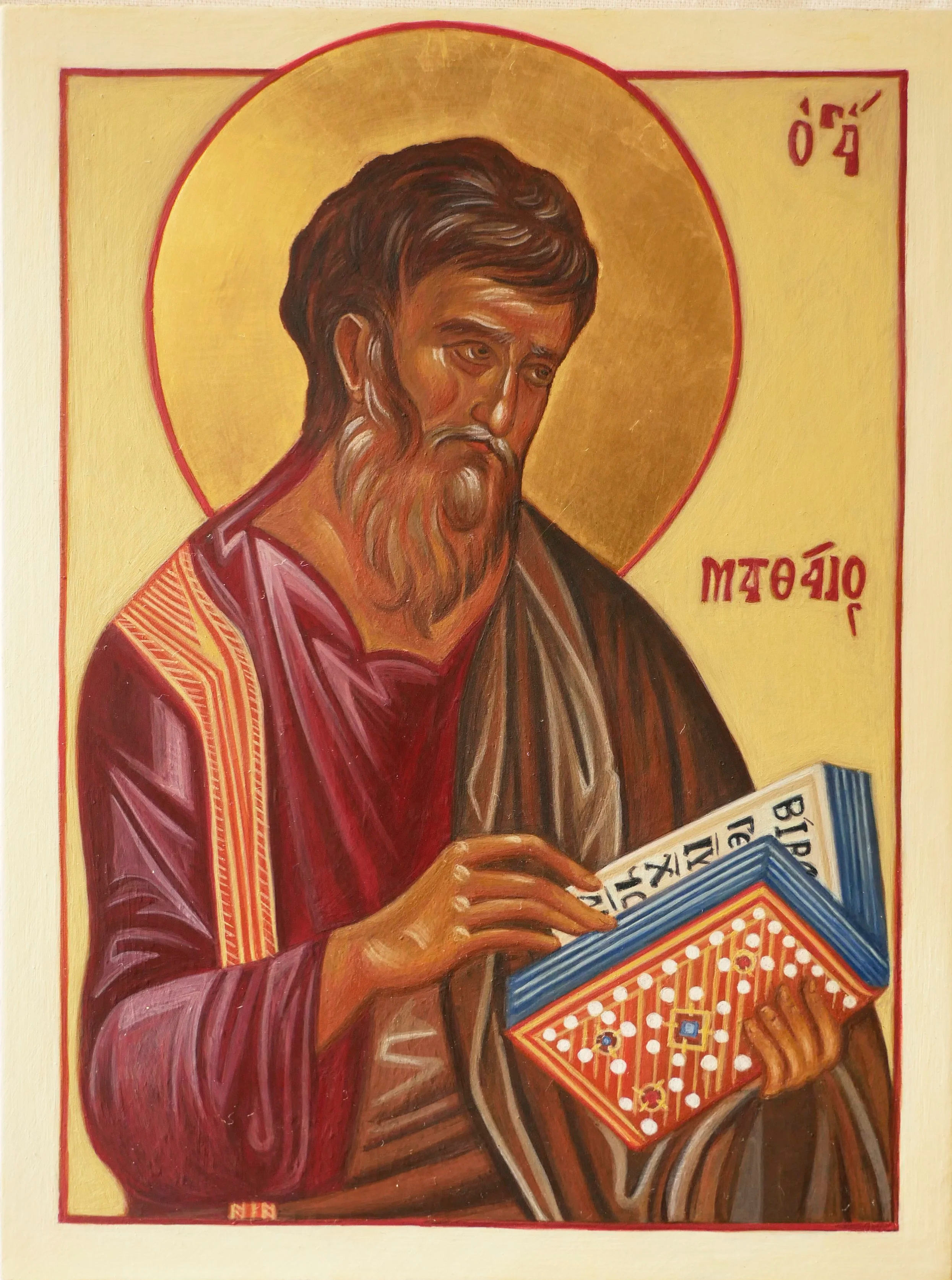 Saint Matthew, egg tempera on wood panel, 20 × 15 cm (7.9 × 5.9 in)