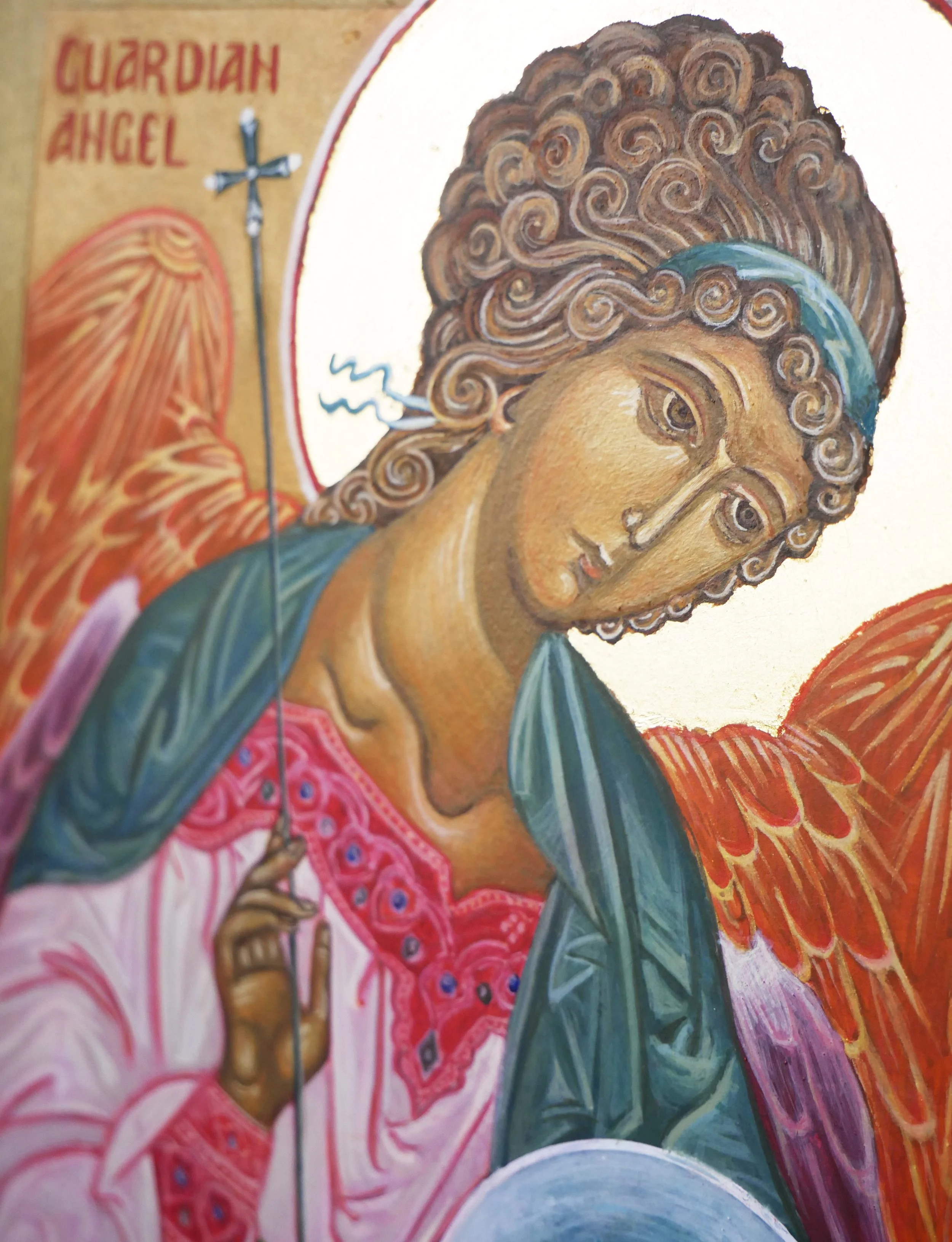 Guardian Angel, egg tempera on wood panel, 20 × 15 cm (7.9 × 5.9 in)