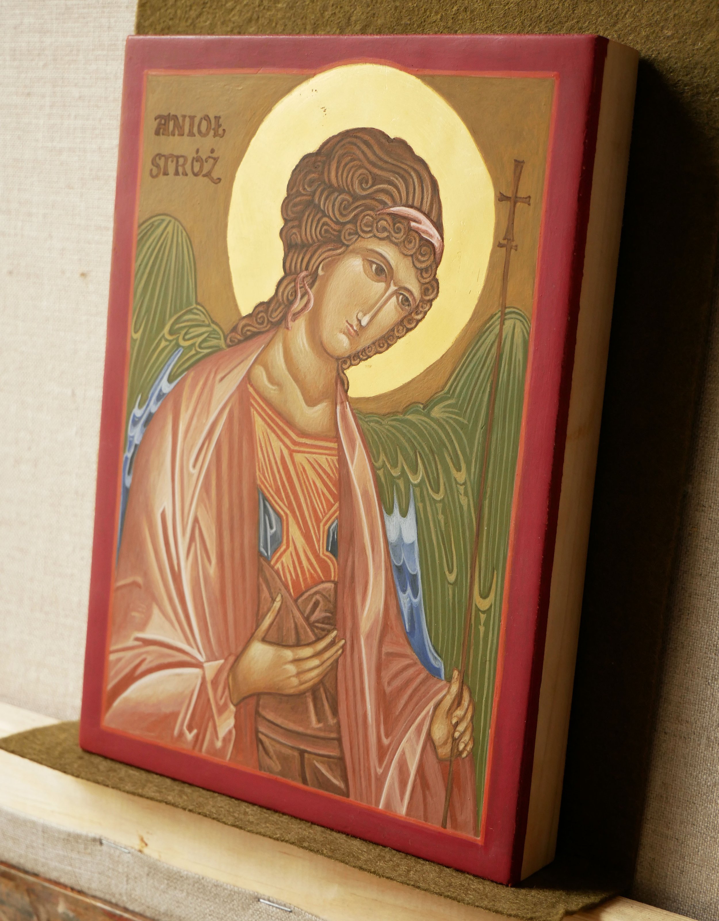 Guardian Angel, egg tempera on wood panel, 20 × 15 cm (7.9 × 5.9 in)