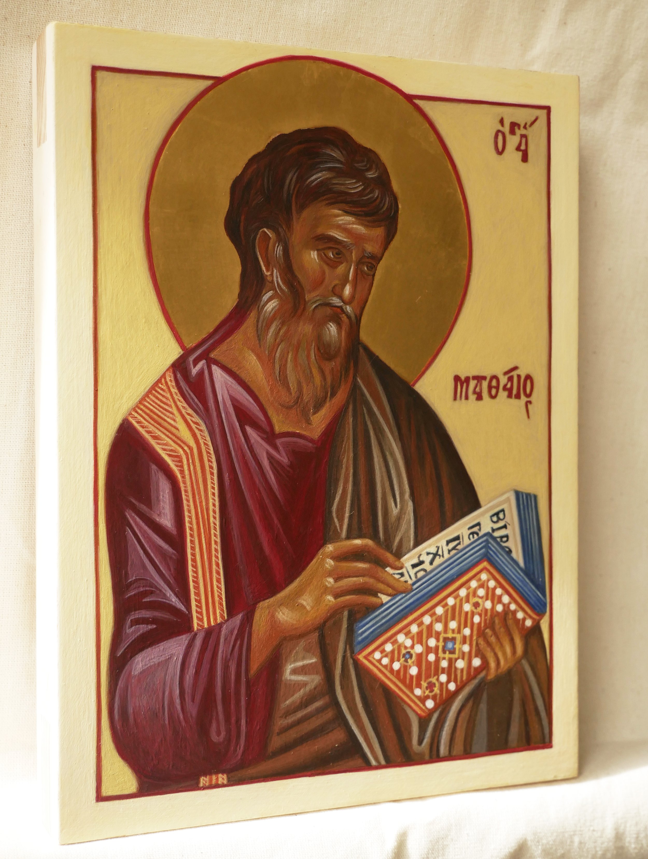 Saint Matthew, egg tempera on wood panel, 20 × 15 cm (7.9 × 5.9 in)
