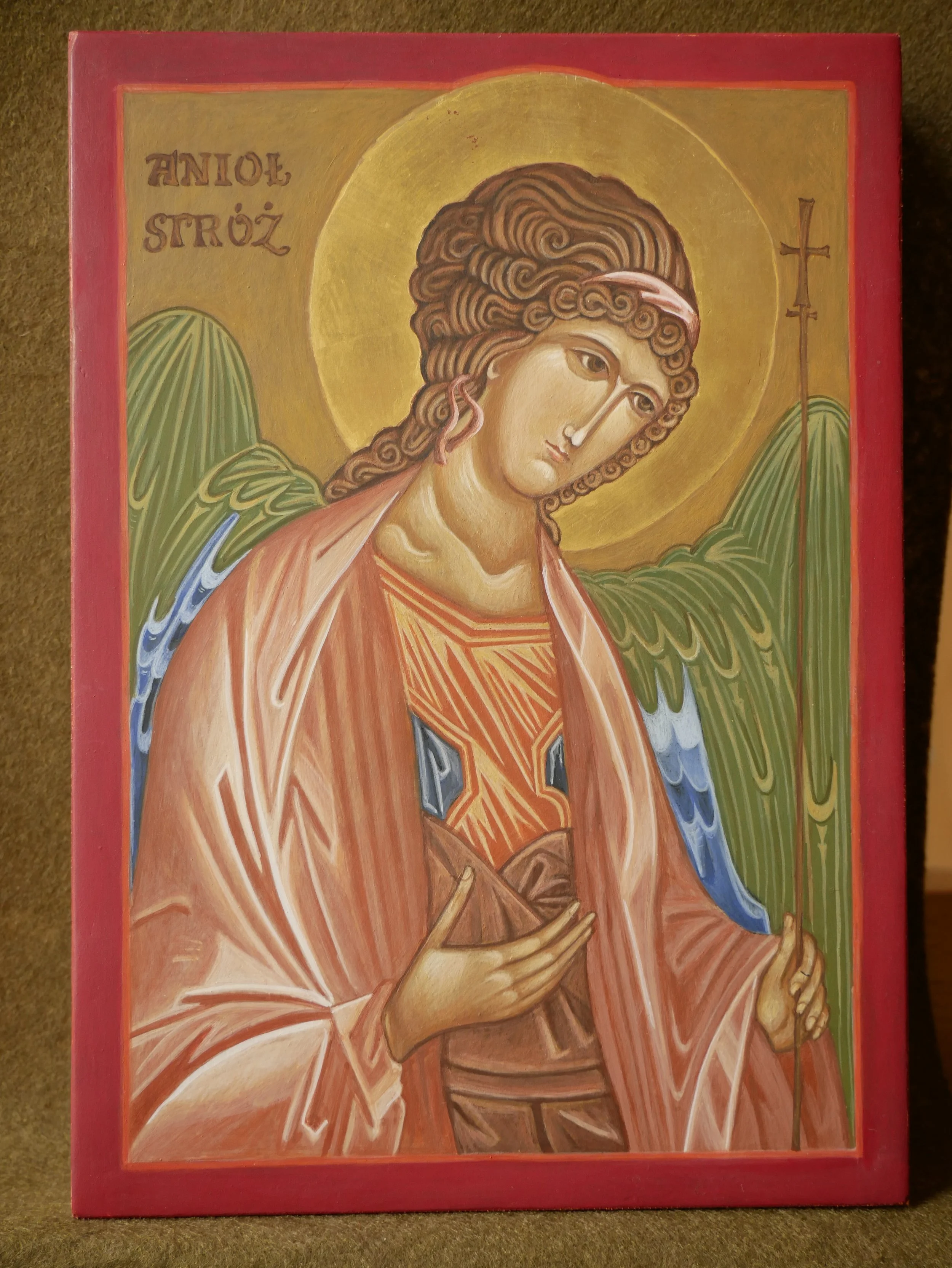 Guardian Angel, egg tempera on wood panel, 20 × 15 cm (7.9 × 5.9 in)