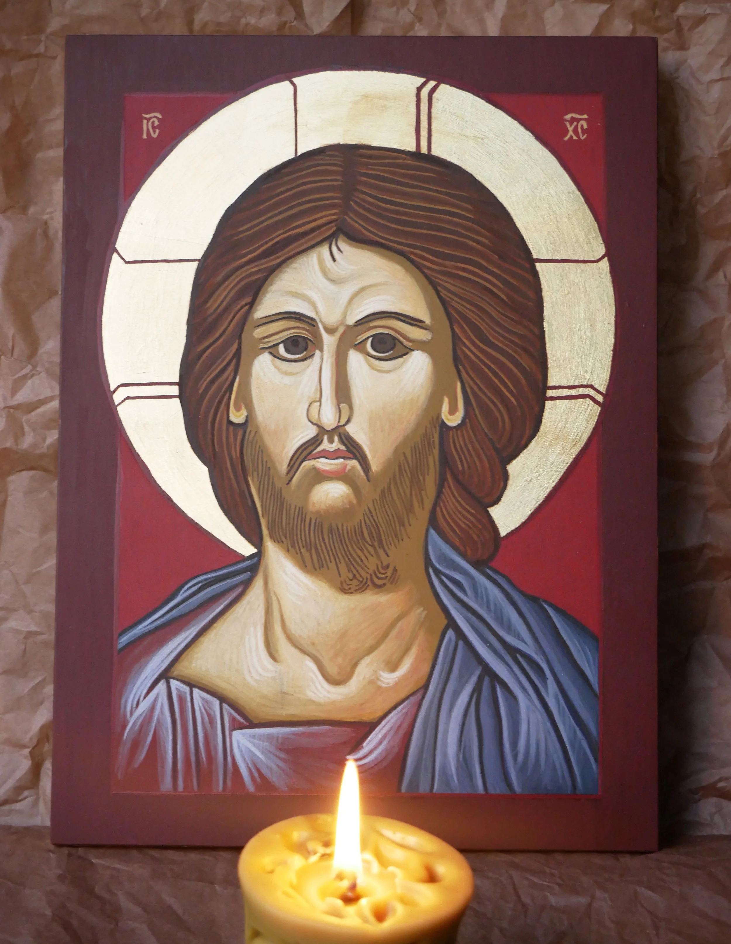 Christ Pantocrator, egg tempera on wood panel, 36 × 26 cm (14.2 × 10.2 in)