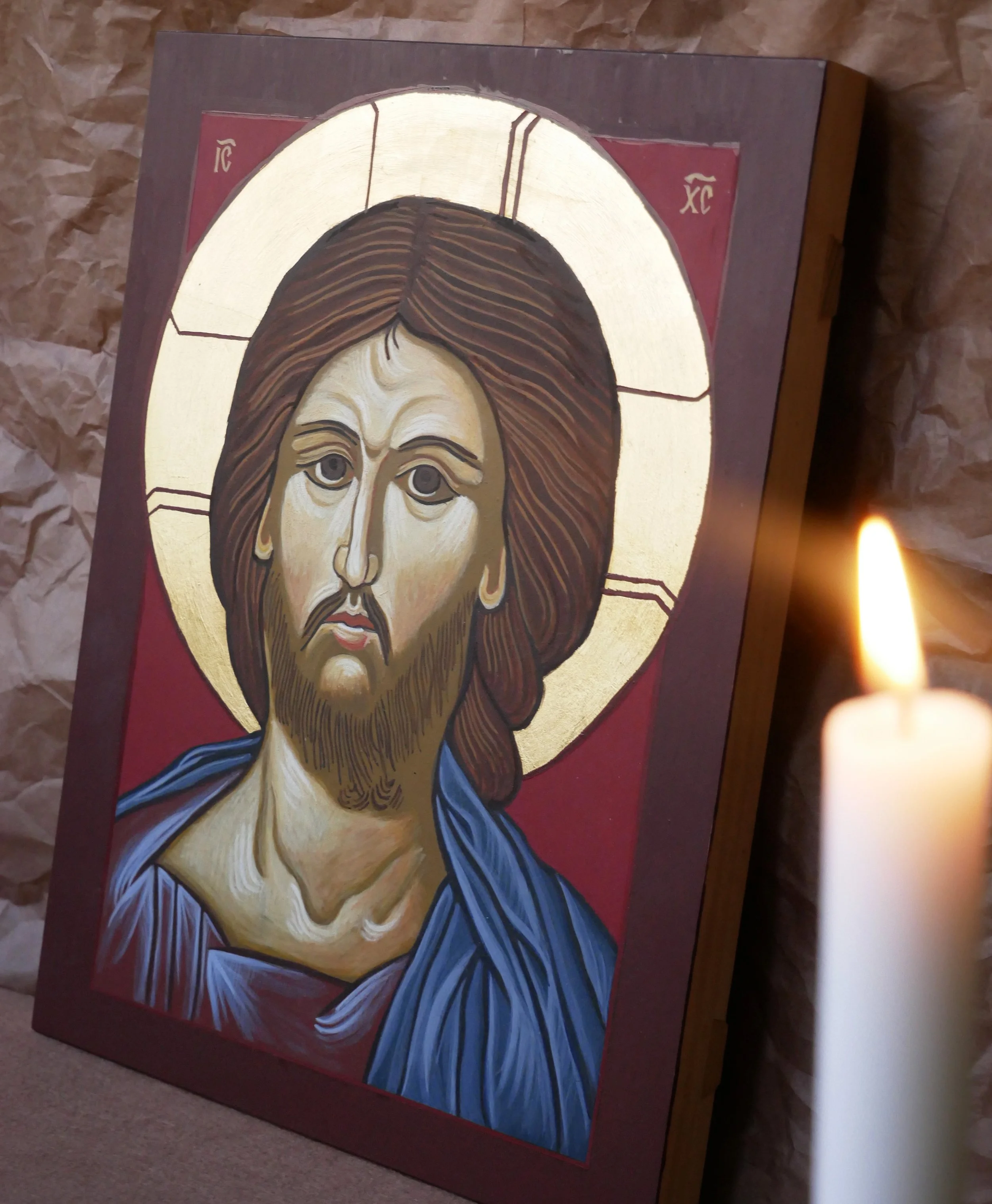 Christ Pantocrator, egg tempera on wood panel, 36 × 26 cm (14.2 × 10.2 in)