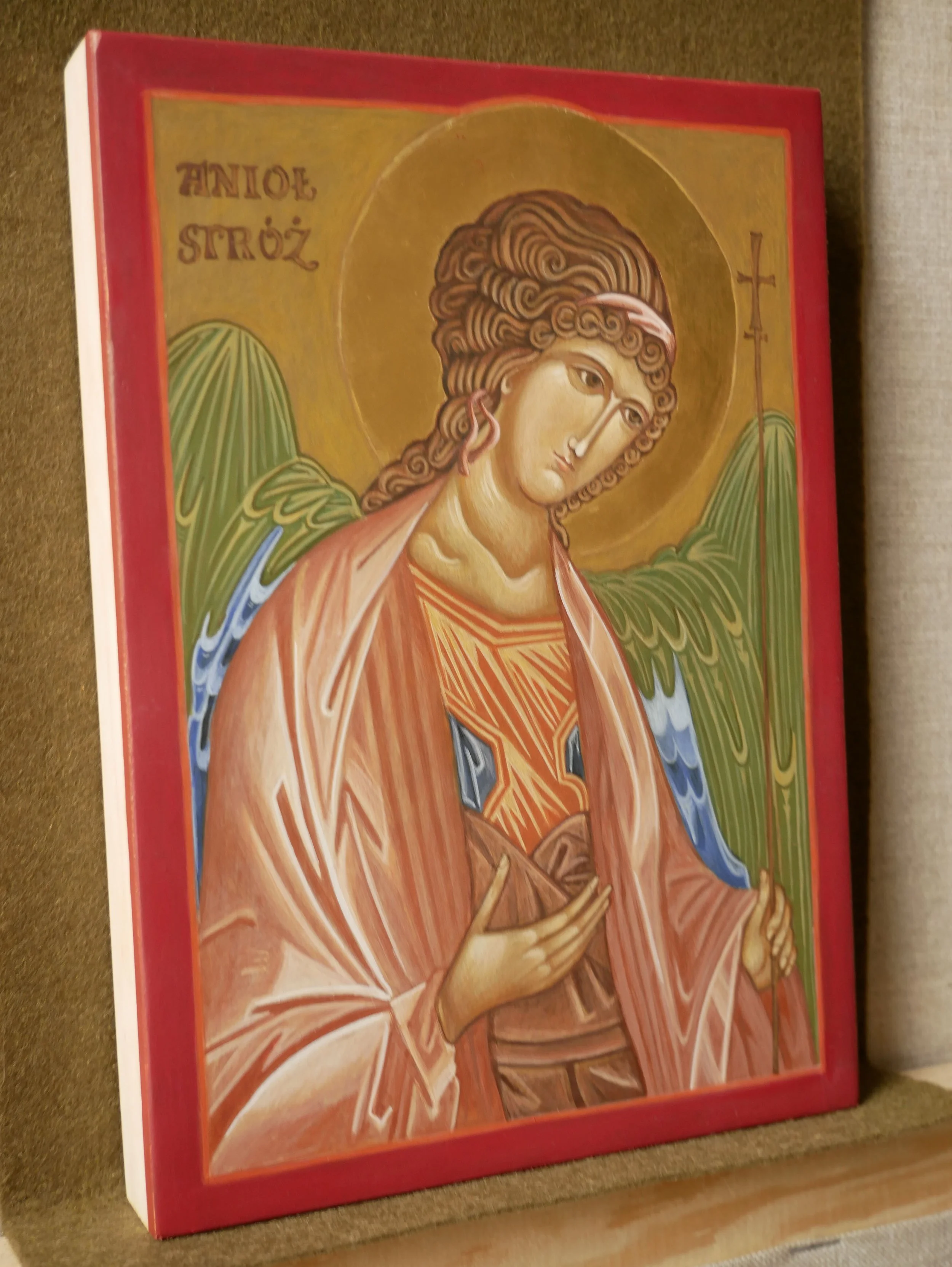 Guardian Angel, egg tempera on wood panel, 20 × 15 cm (7.9 × 5.9 in)