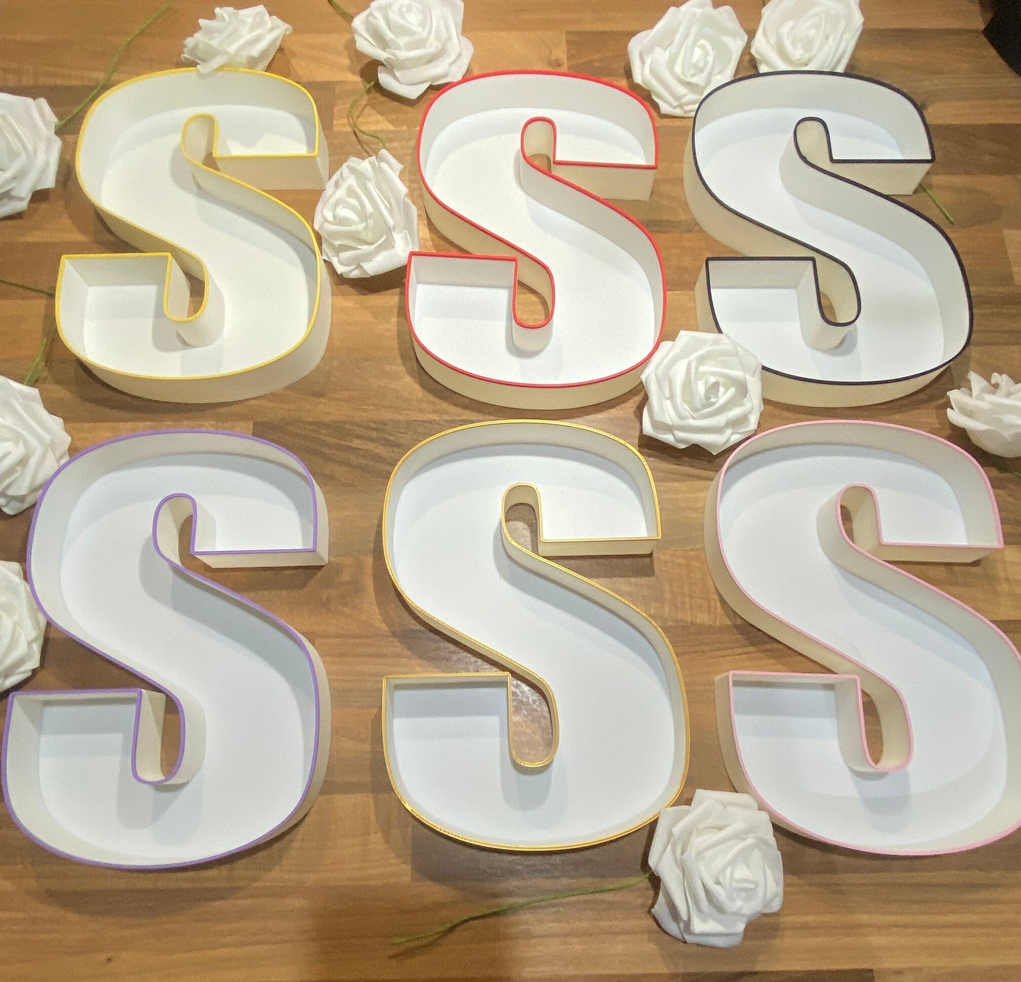 Custom coloured rim charcuterie letter tray for parties