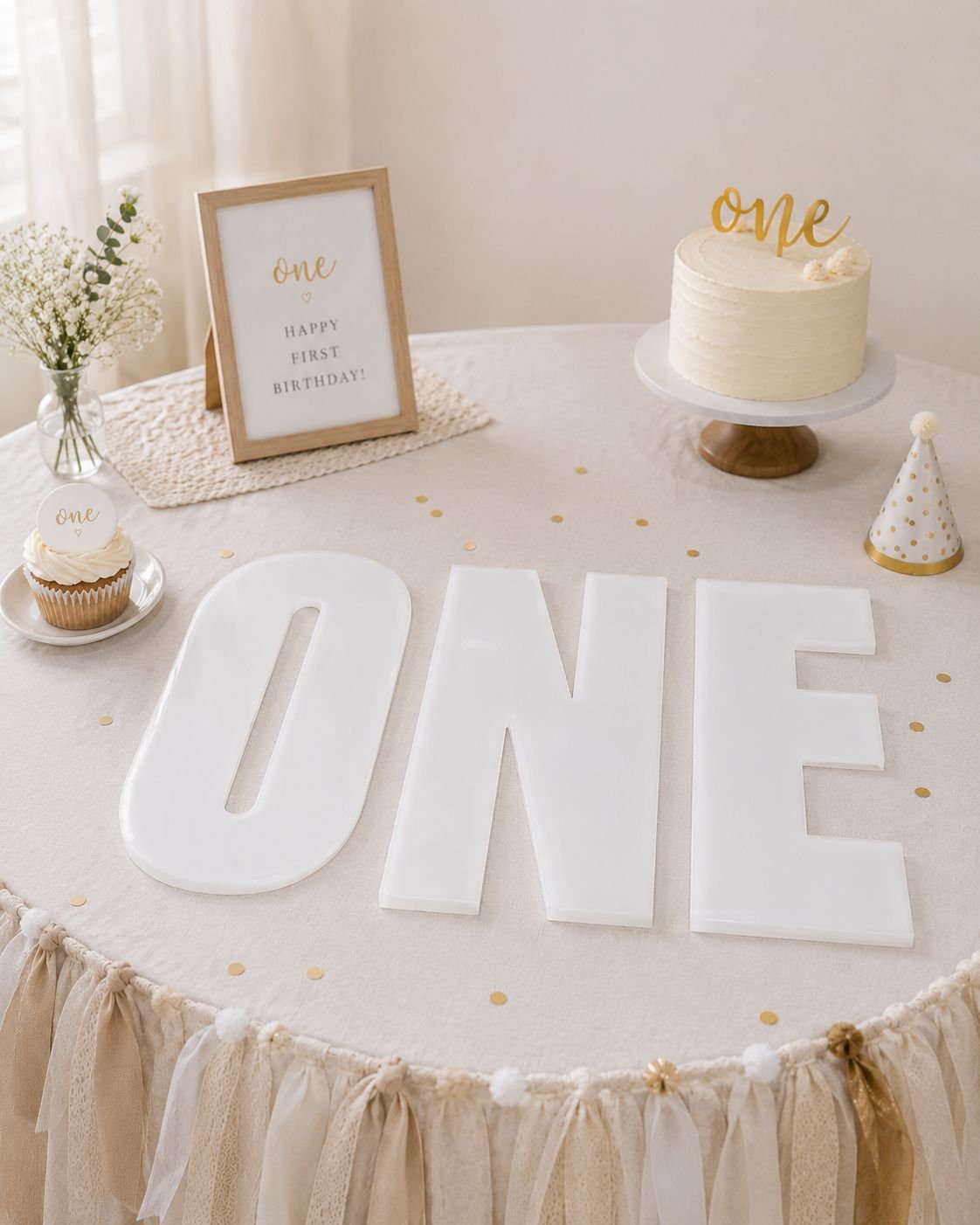 Premium Acrylic ONE Word Set | First Birthday Sign | 6mm Opal Acrylic Party Decoration