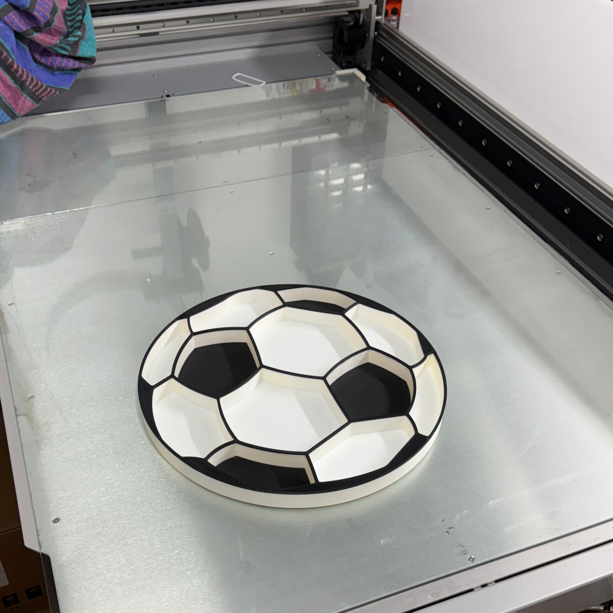 Soccer ball in white with black outlines