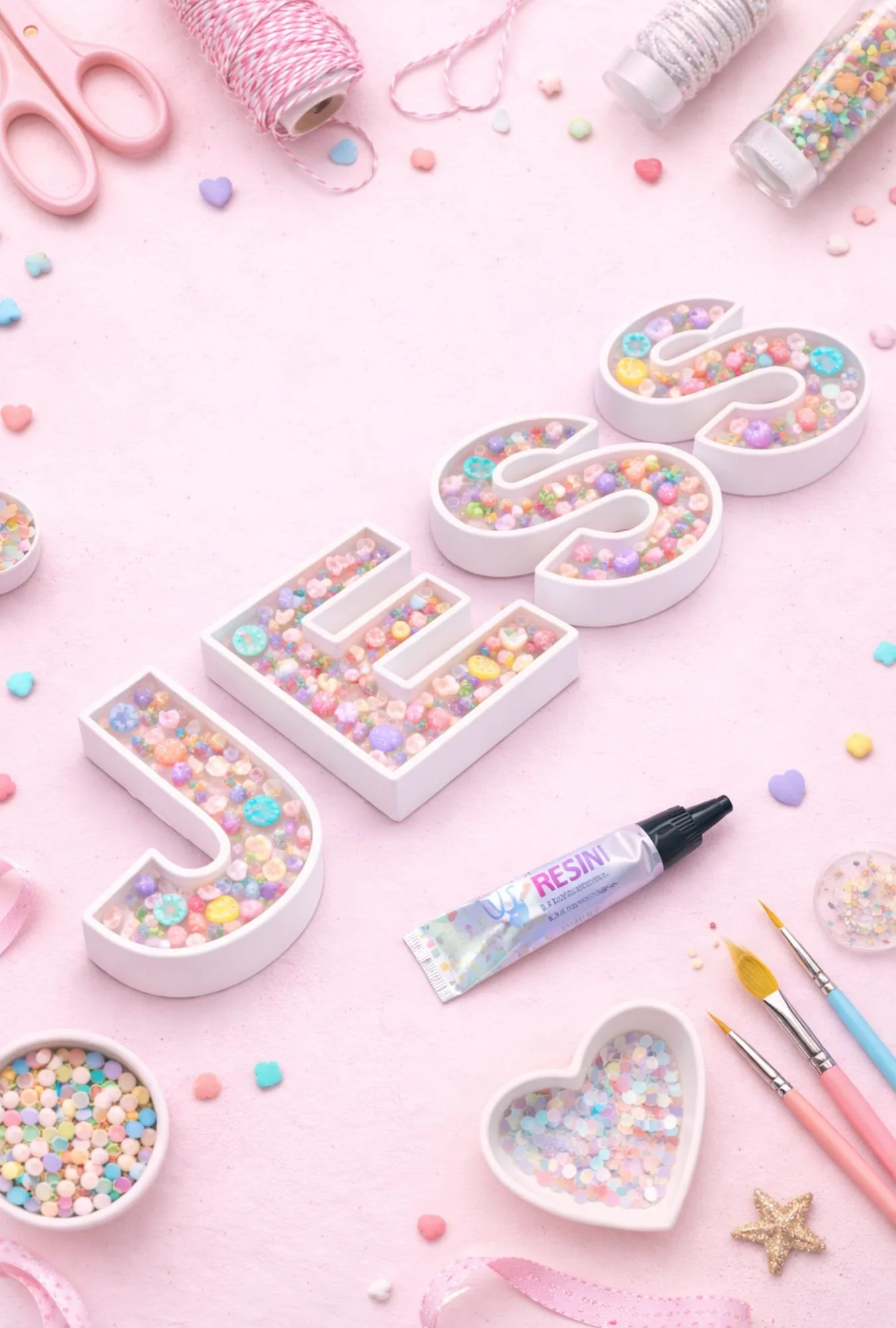 white resin filled 3d printed letters for creative projects