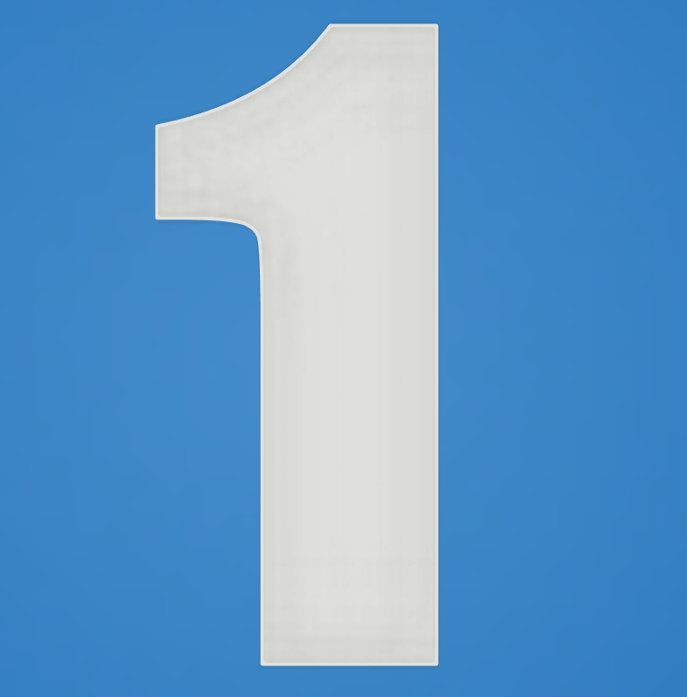 Fillable number one being created in 3d