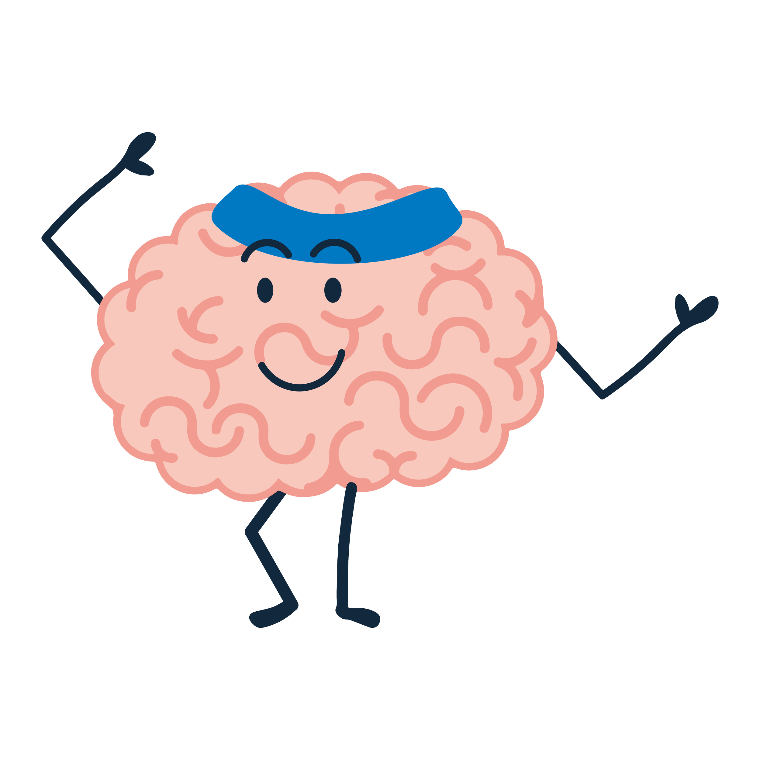 Flippin' Pain mascot Brian the Brain with a sweatband around his head.