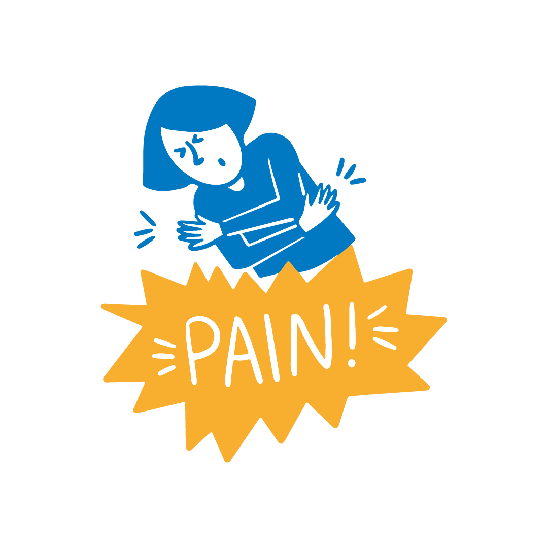 A person looking in pain, clutching their elbow.