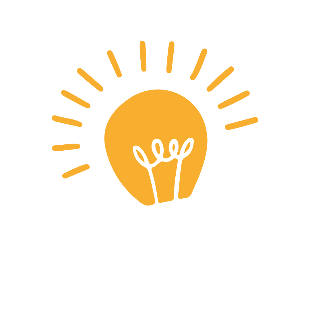 A shining lightbulb.