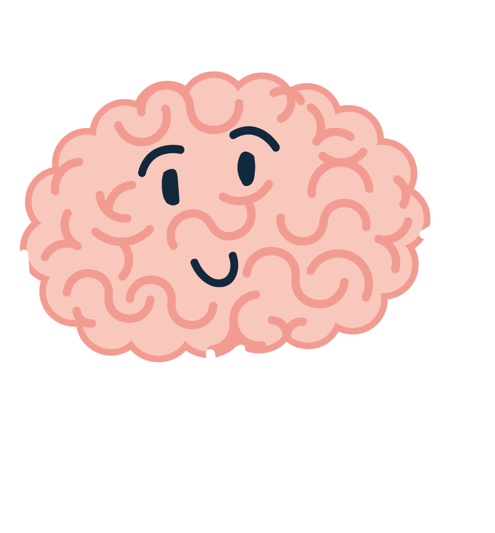 Flippin' Pain mascot Brian the Brain pointing at the key messages.