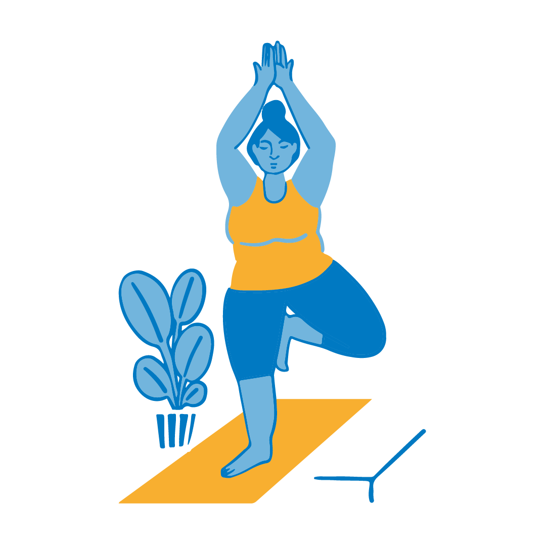 An illustration of a lady doing yoga