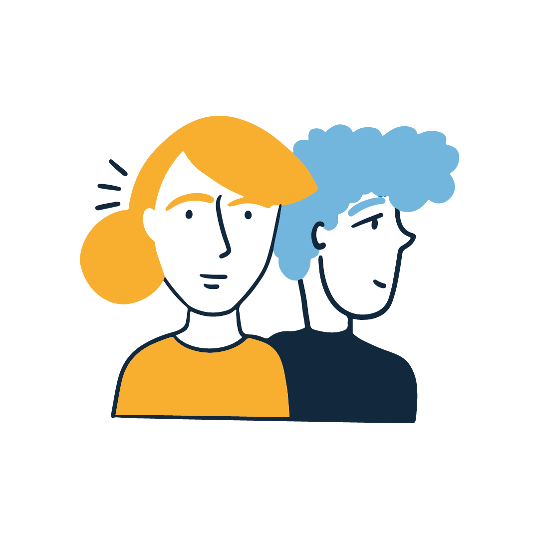 Two people looking into the distance.