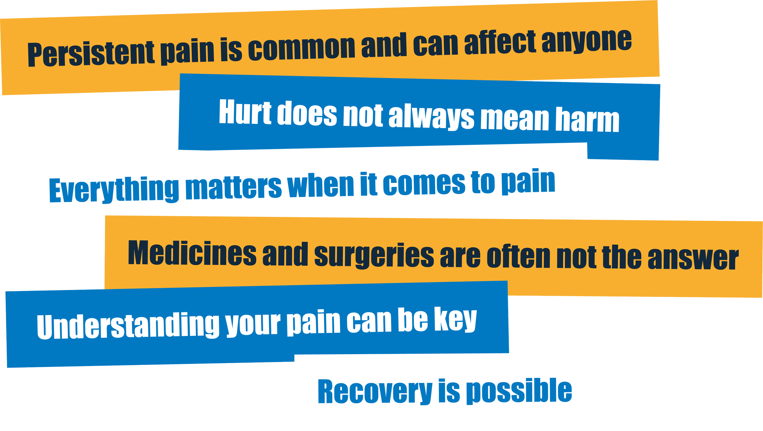 The six Flippin' Pain Key messages.