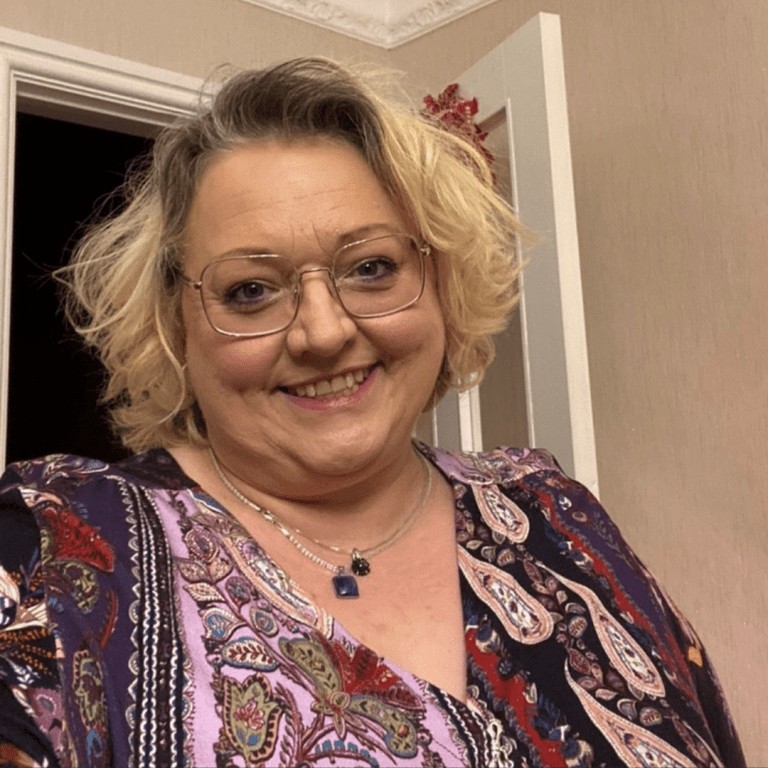 Amanda smiling at the camera.