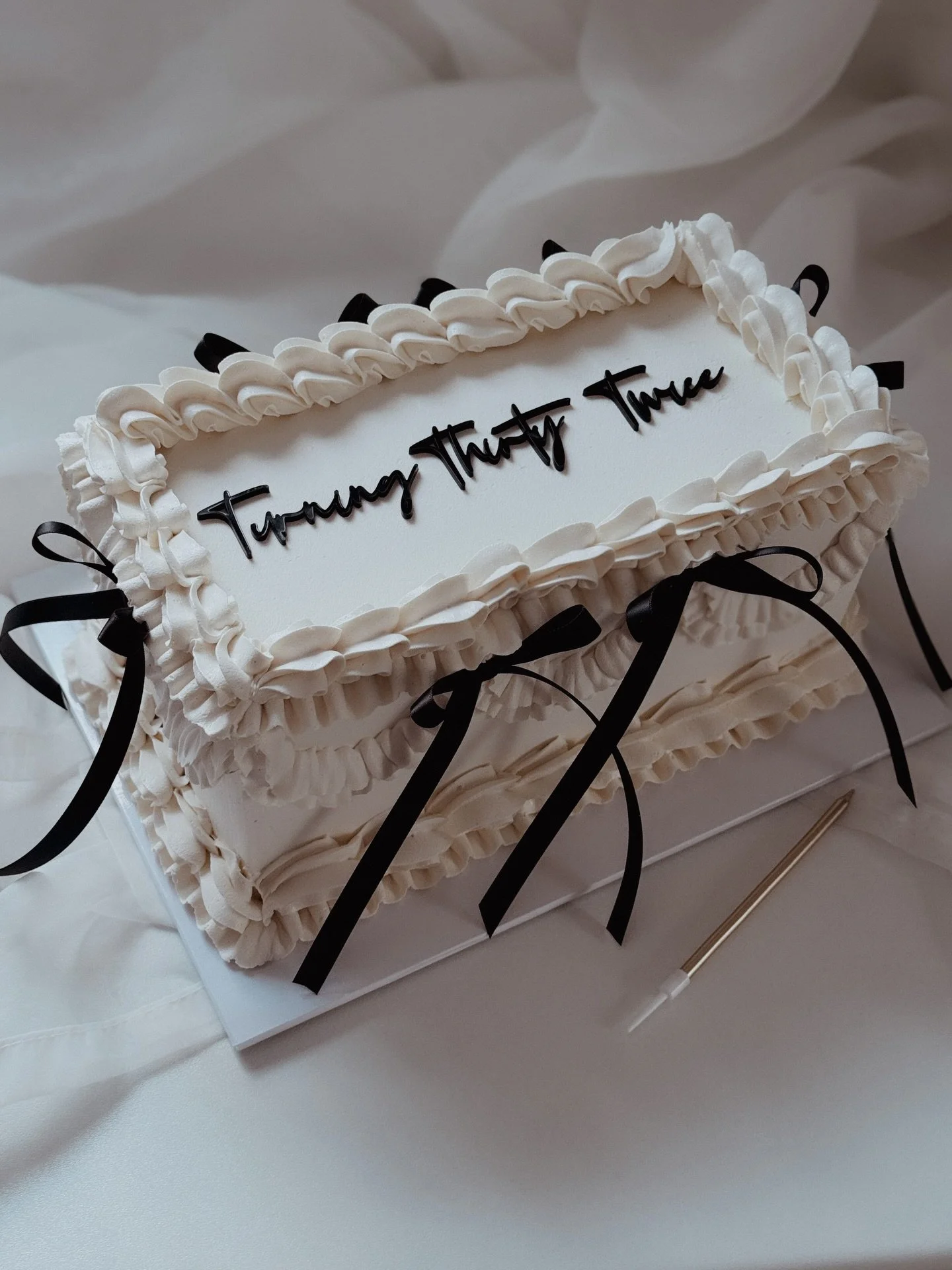 Turning Thirty Twice

Celebrating your 30th birthday for the second year as you couldn&rsquo;t do it properly last time.

A rectangle, vintage cake ordered as a surprise for the lovely @veritylewity by her husband. I love this shape cake and I really