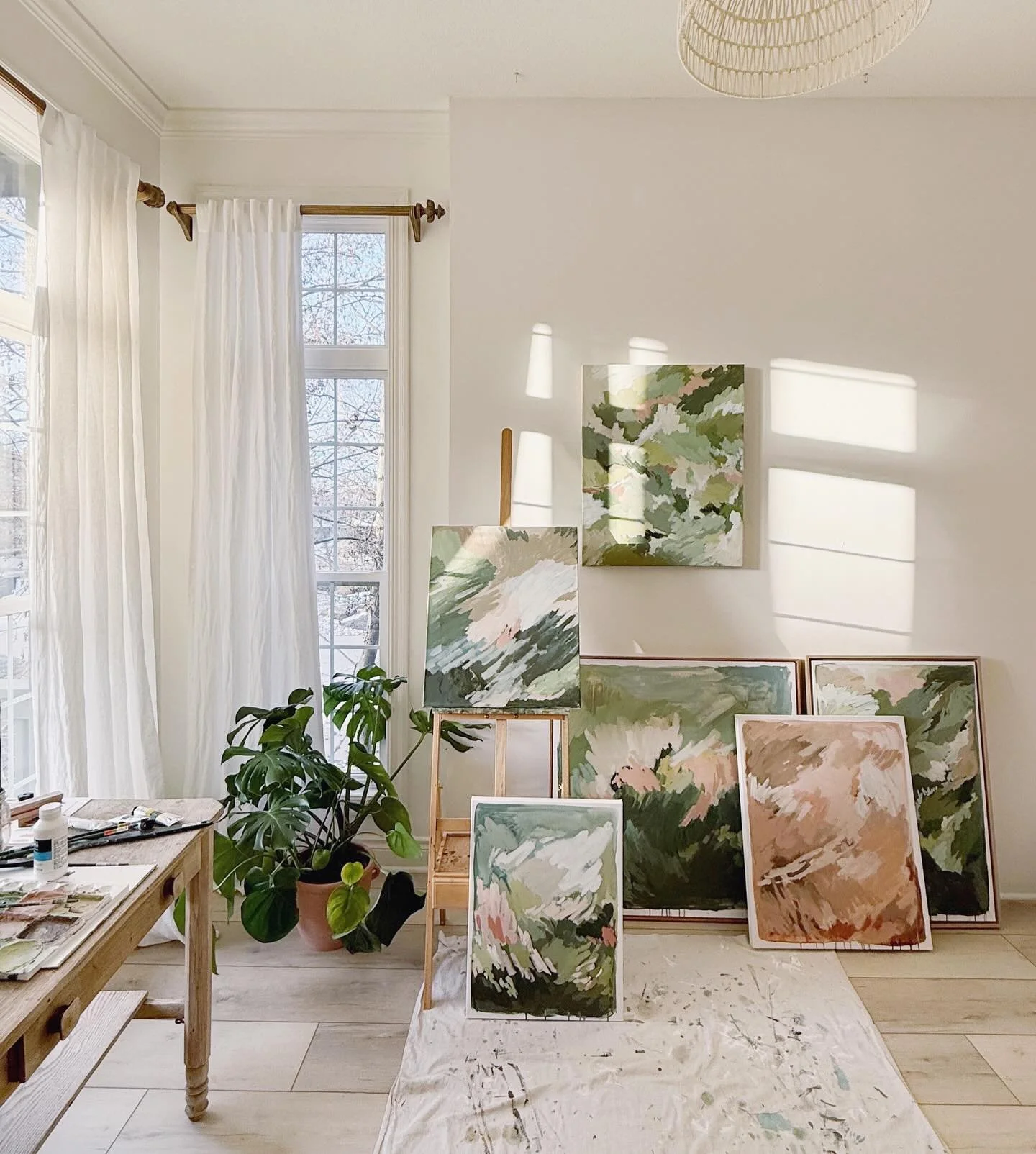 A snapshot into the beauty in my studio this week! A collection is in the works, and my heart is overflowing in creative energy! When the sun streams in and a window is cracked, the desire to create is zinging through my veins! 🤩