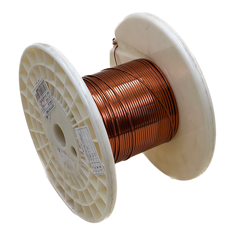 A spool of copper wire on a white plastic reel.