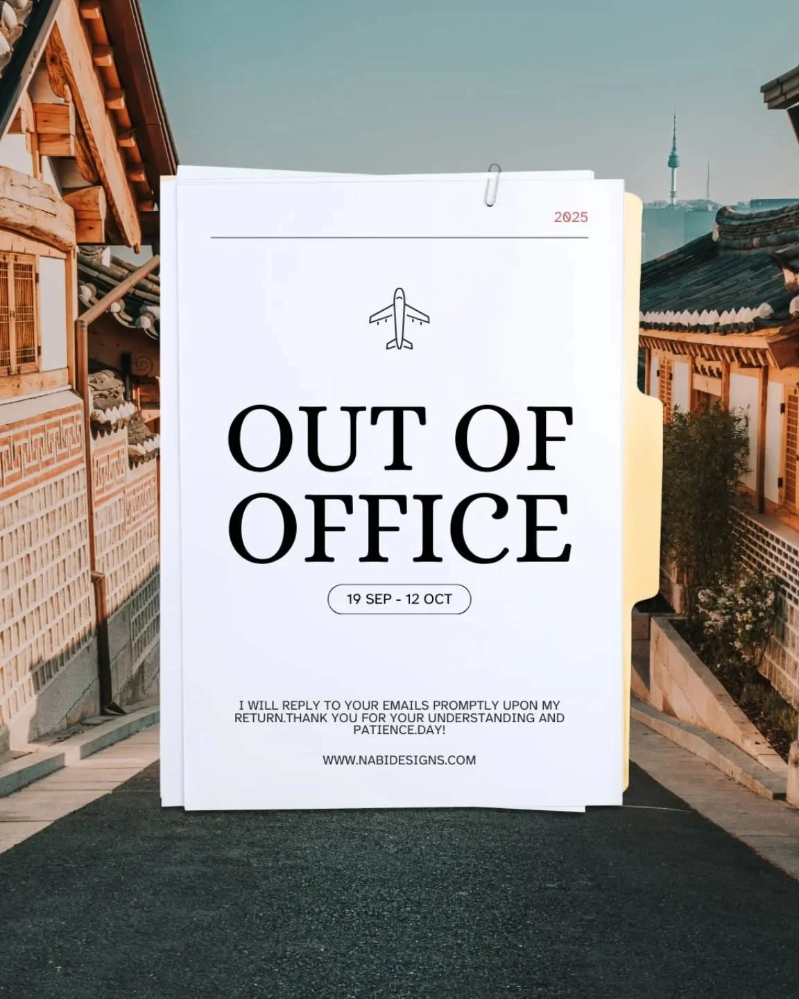 Out of Office ✈️
From September 19th to October 12th, I&rsquo;ll be away recharging my creative batteries.
Emails? On pause. Sunshine, inspiration, and a little adventure? Absolutely.

See you when I&rsquo;m back&mdash;full of new ideas and fresh ene