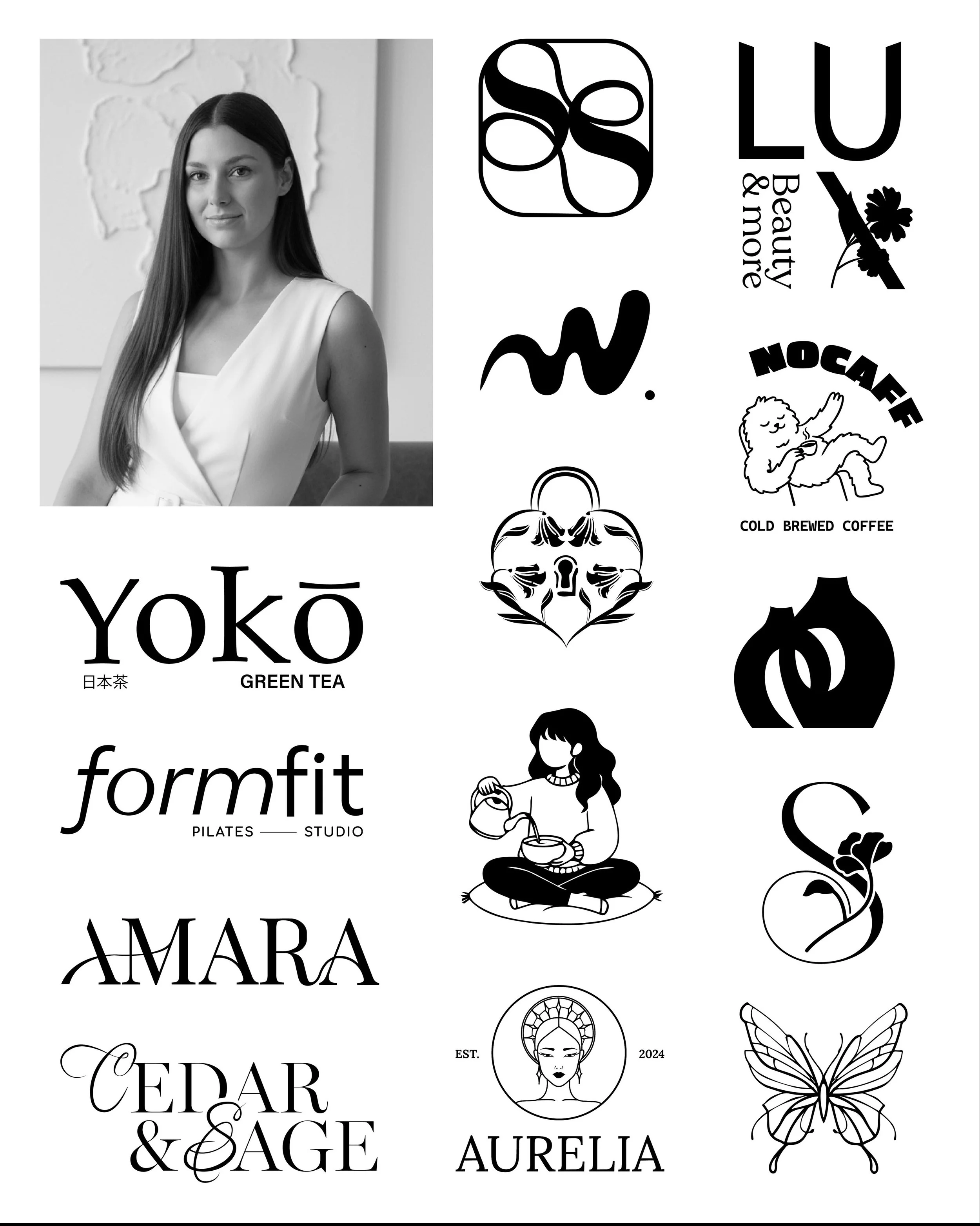 Finally putting together a little archive of logos, symbols, and marks I&rsquo;ve designed over the years ✦ 

It&rsquo;s honestly cool seeing everything side by side because you can spot patterns in your own work without even realizing it.

I&rsquo;v