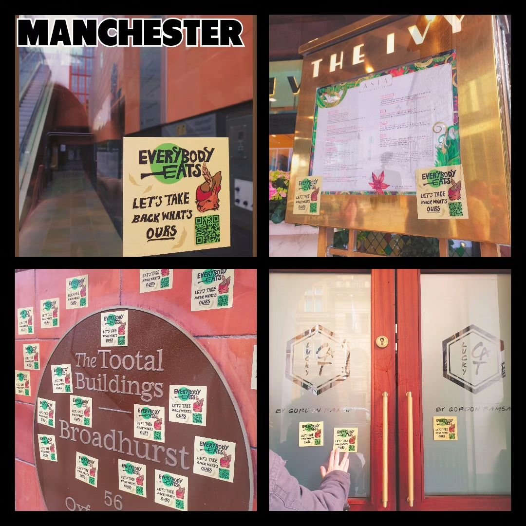 Our folk in Manchester were all over the city this weekend, stickering posh nosh restaurants!

Want to get your own beautiful Everybody Eats stickers? Fill out the form in our bio and we will get them to you.

#everybodyeats #food #manchester #foodpo
